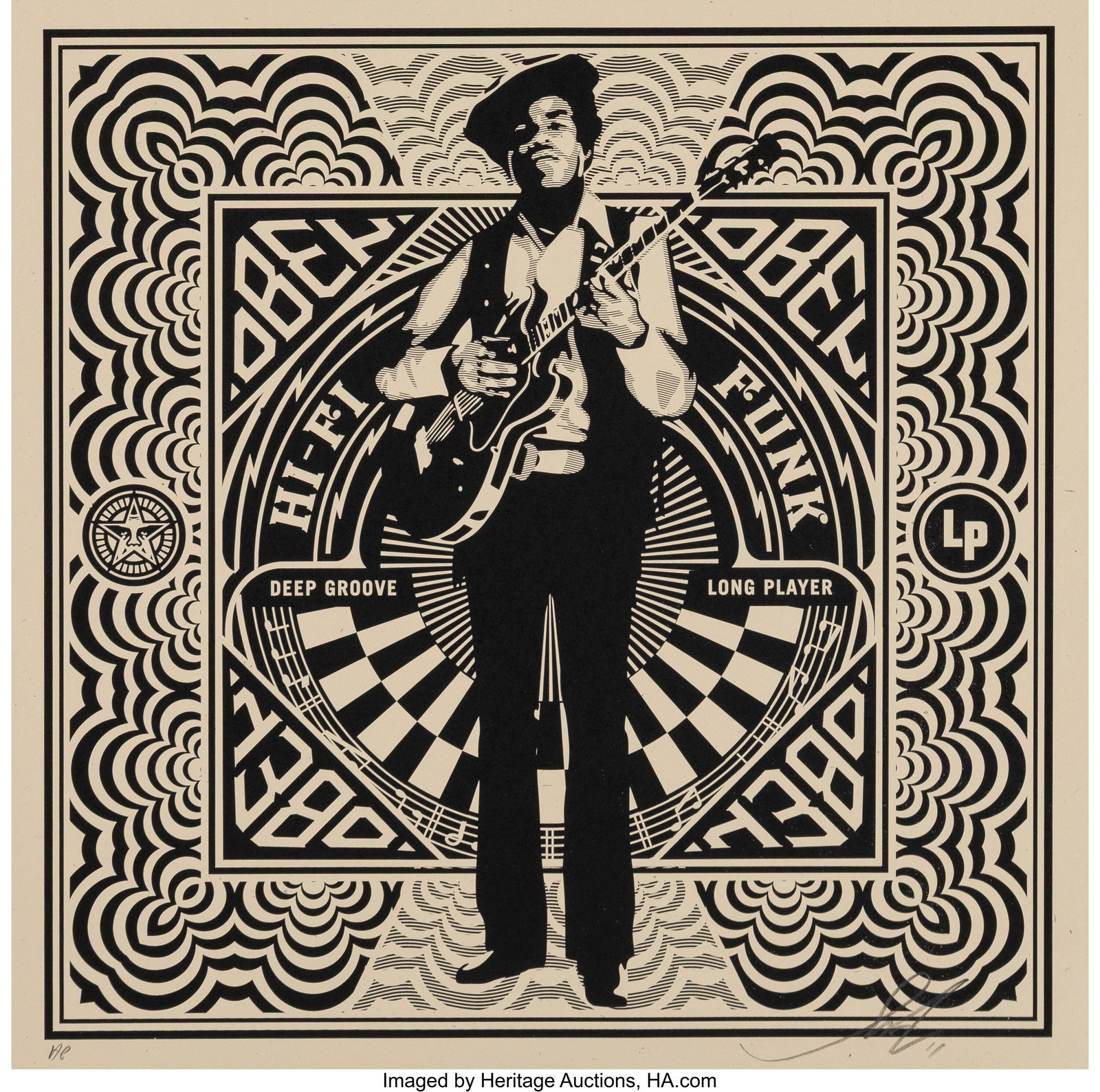 Shepard Fairey (b. 1970) Deep Groove, 2011 Scree: Shepard Fairey (b. 1970) Deep Groove, 2011 Screenprint on Cream Speckletone paper 12 x 12 inches (30.5 x 30.5 cm) (sheet) A.P. &l