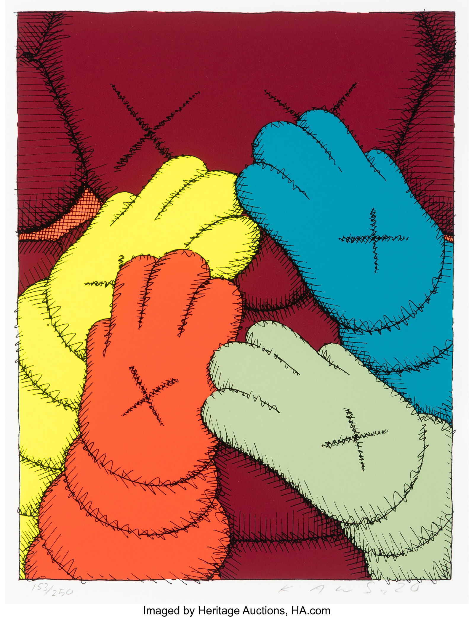 KAWS (b. 1974) Untitled, from Urge, 2020 Screenp: KAWS (b. 1974) Untitled, from Urge, 2020 Screenprint in colors on Saunders Waterford HP Hi-White paper 17 x 12-3/4 inches (43.2 x 32.4 cm) &lpa