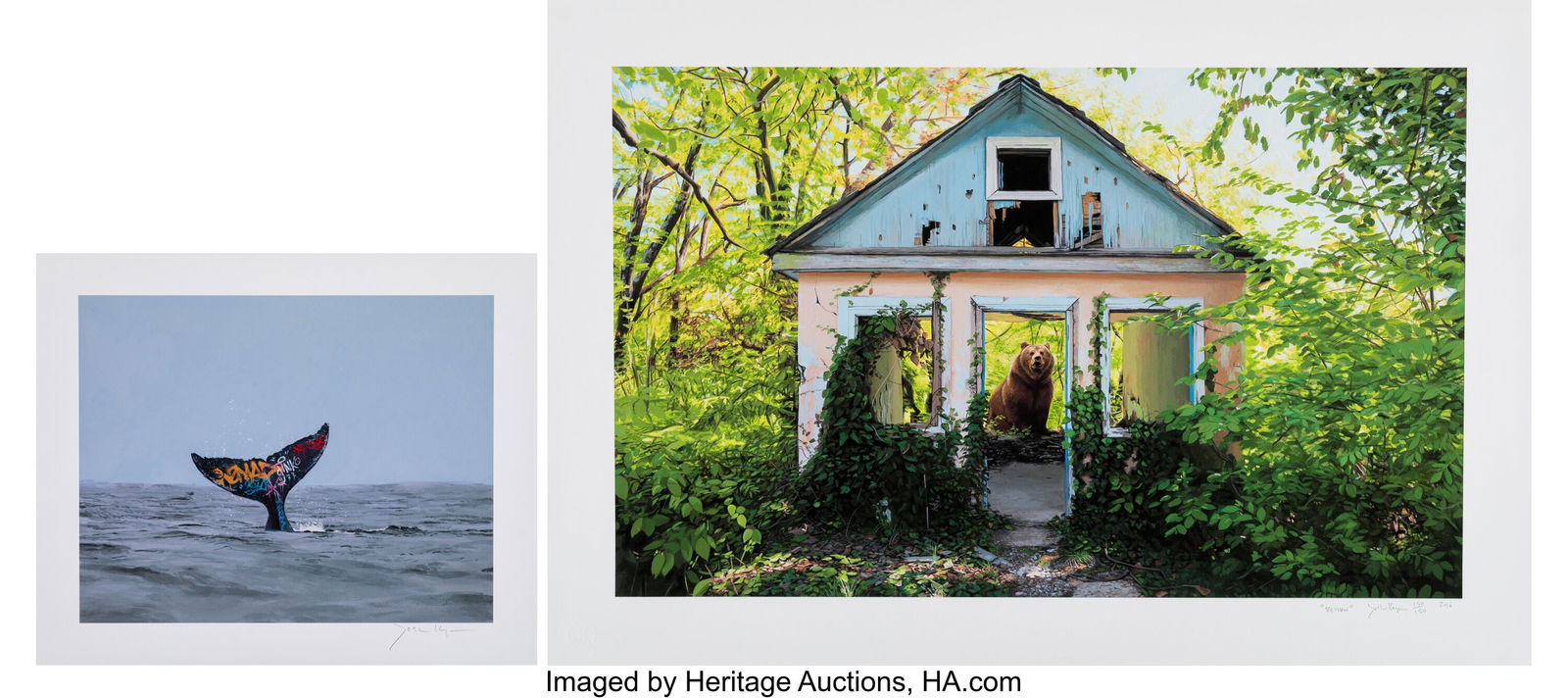 Josh Keyes (b. 1969) Return; Descent (two works): Josh Keyes (b. 1969) Return; Descent (two works), 2016 Archival pigment prints in colors on wove paper 19 x 28 inches (48.3 x 71.1 cm) &lp