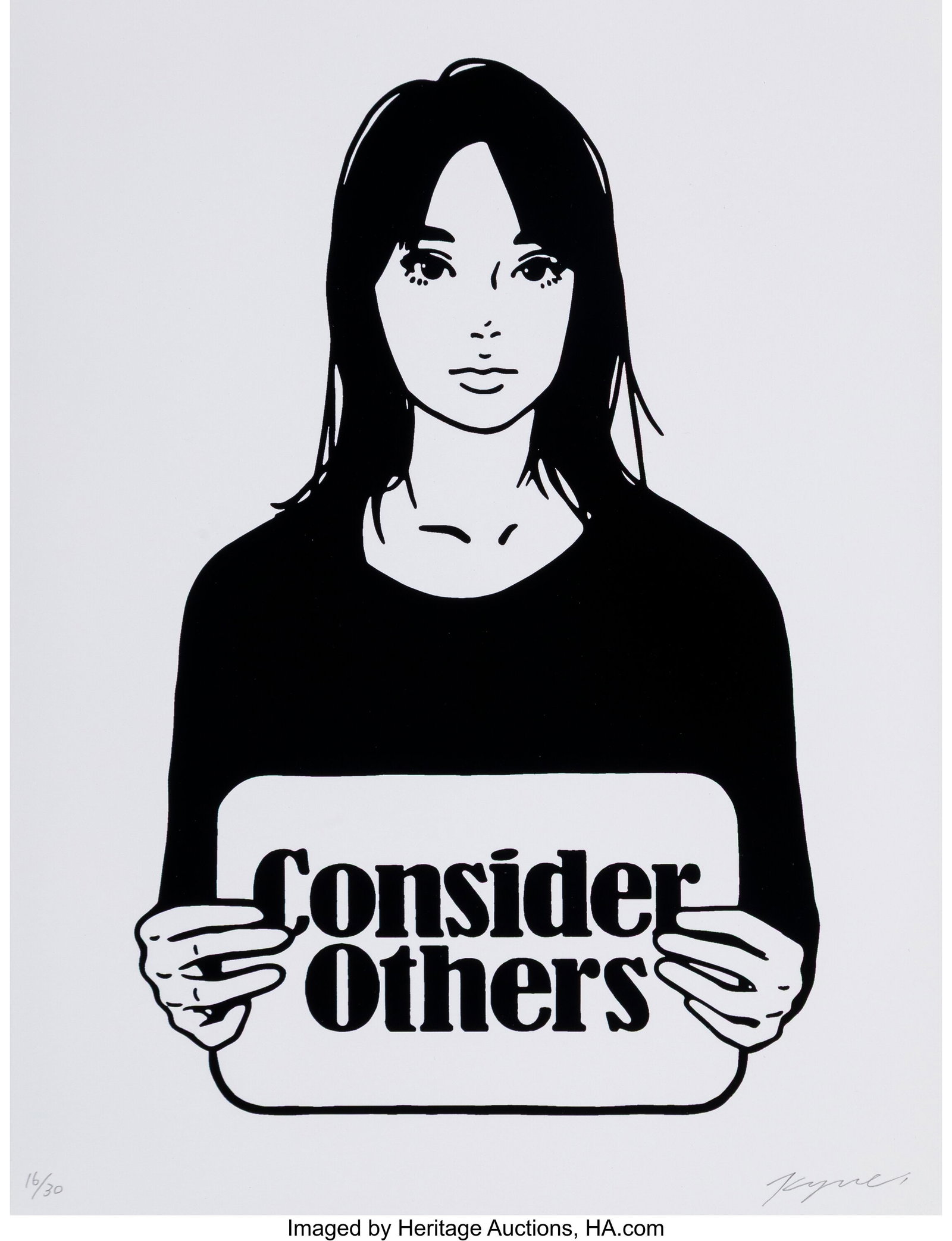 KYNE (20th century) Consider Others, 2020 Screen: KYNE (20th century) Consider Others, 2020 Screenprint on paper 11-3/4 x 9 inches (29.8 x 22.9 cm) (sheet) Ed. 16/30 Signed and editione