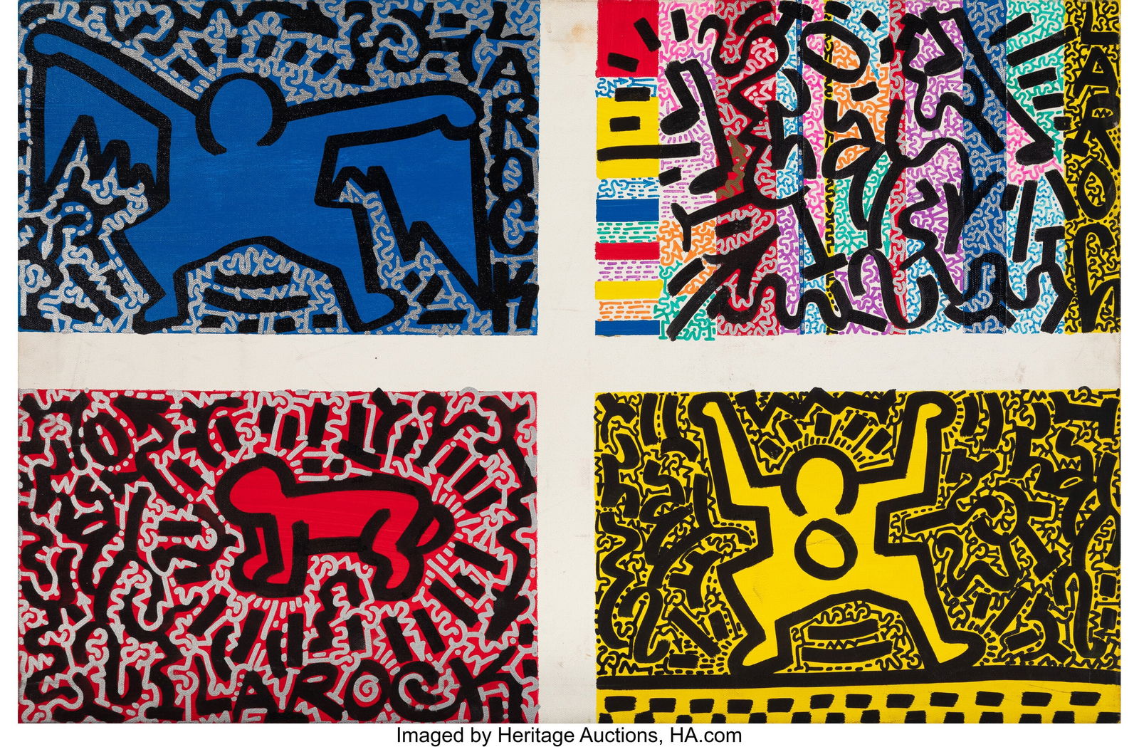 LA II (b. 1967) Tribute to Keith Haring Mixed me (1 of 3)