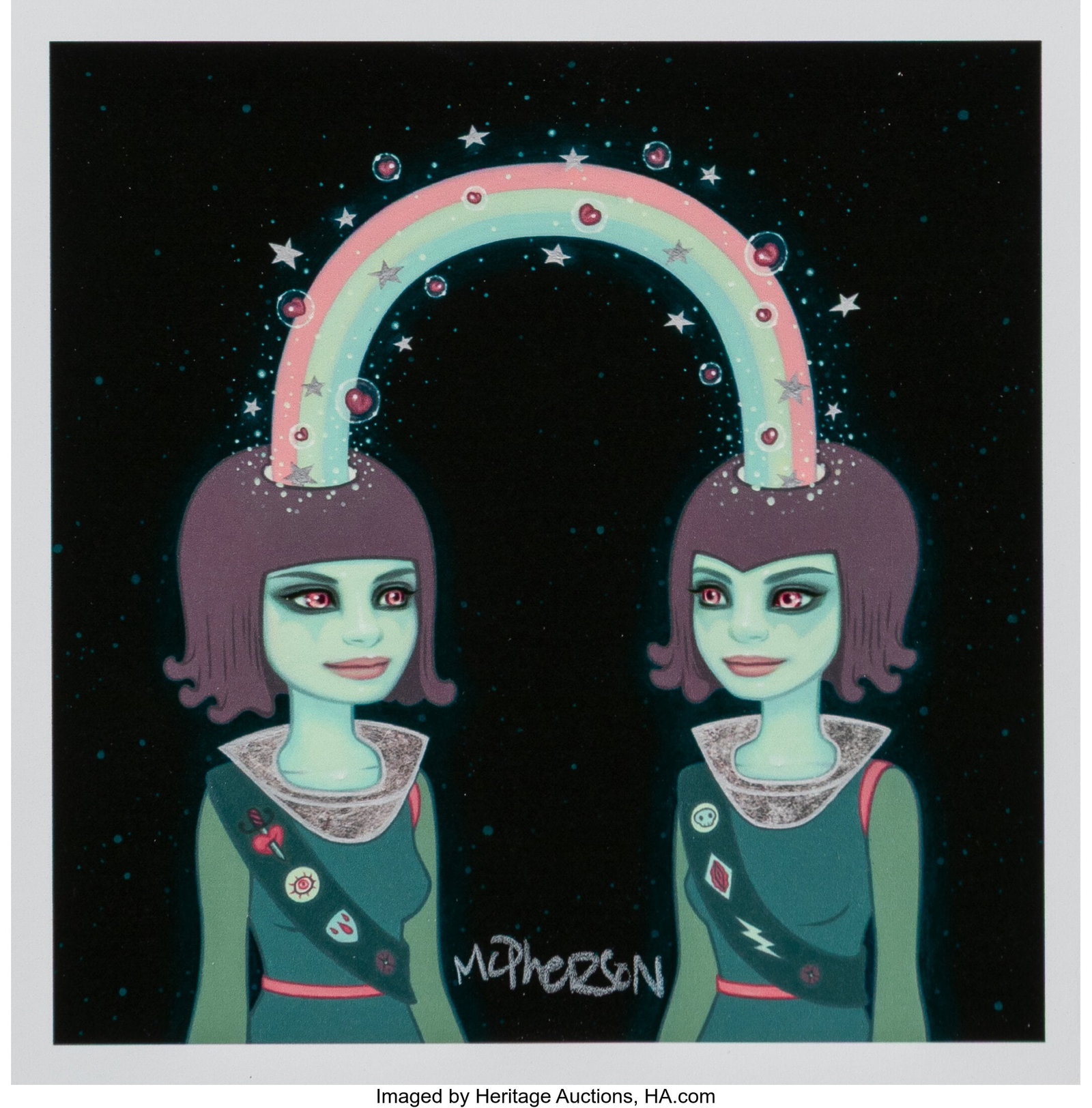 Tara McPherson (b. 1976) The Indestructible Ener: Tara McPherson (b. 1976) The Indestructible Energy Of Synchronicity In The Space Time Continuum, 2016 Giclée print in colors on Velvet Fine Art Rag paper 4-1/2 x 4-1&