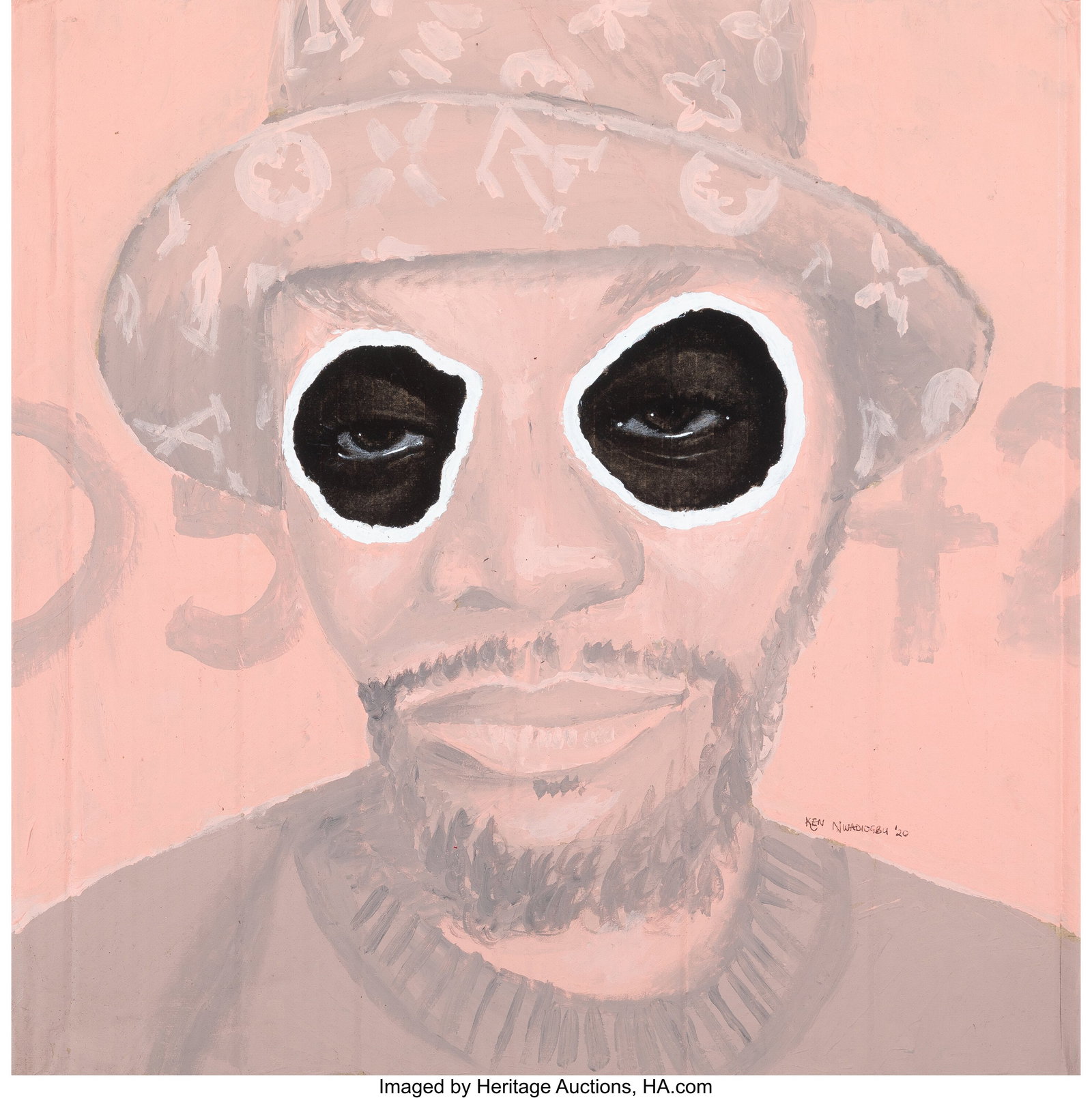 Ken Nwadiogbu (b. 1994) Decoding Identity 1, 202: Ken Nwadiogbu (b. 1994) Decoding Identity 1, 2020 Charcoal and acrylic on cardboard 19-1/2 x 19-1/8 inches (49.5 x 48.6 cm) Signed and dated lowe