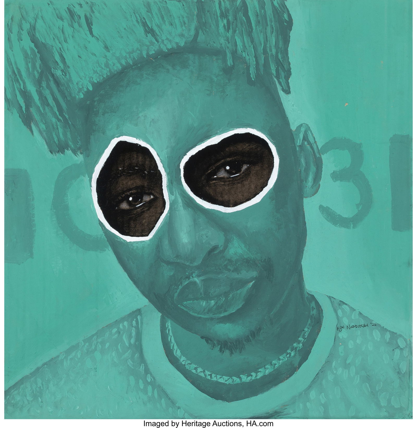 Ken Nwadiogbu (b. 1994) Decoding Identity 2, 202: Ken Nwadiogbu (b. 1994) Decoding Identity 2, 2020 Charcoal and acrylic on cardboard 19-1/4 x 19-1/4 inches (48.9 x 48.9 cm) Signed and dated lowe