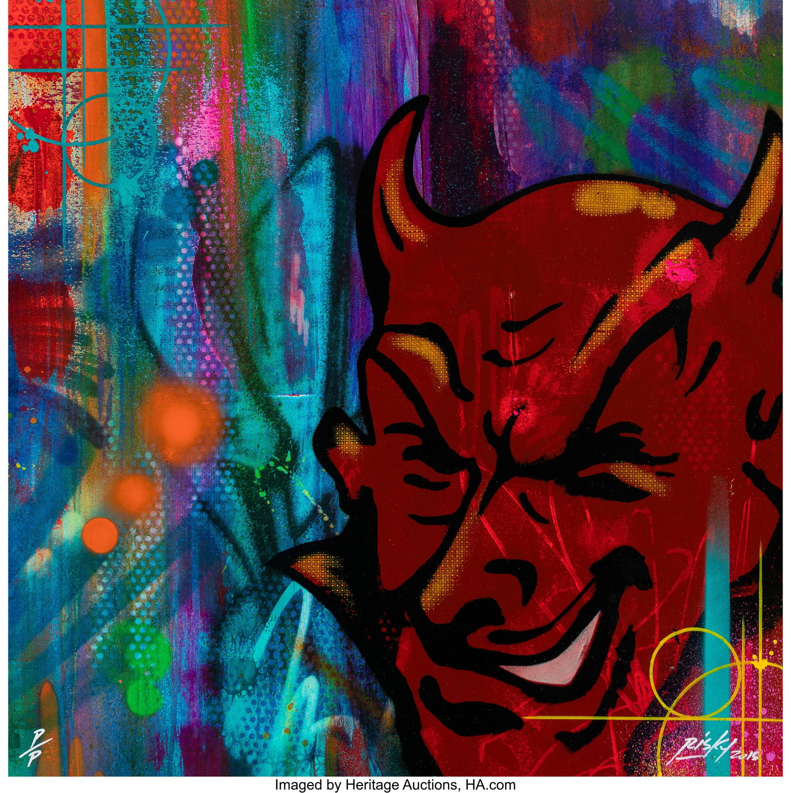 RISK (b. 1967) Third Rail, 2015 Screenprint in c: RISK (b. 1967) Third Rail, 2015 Screenprint in colors with hand-embellishments on wove paper 24 x 24 inches (61.0 x 61.0 cm) (sheet) P.P