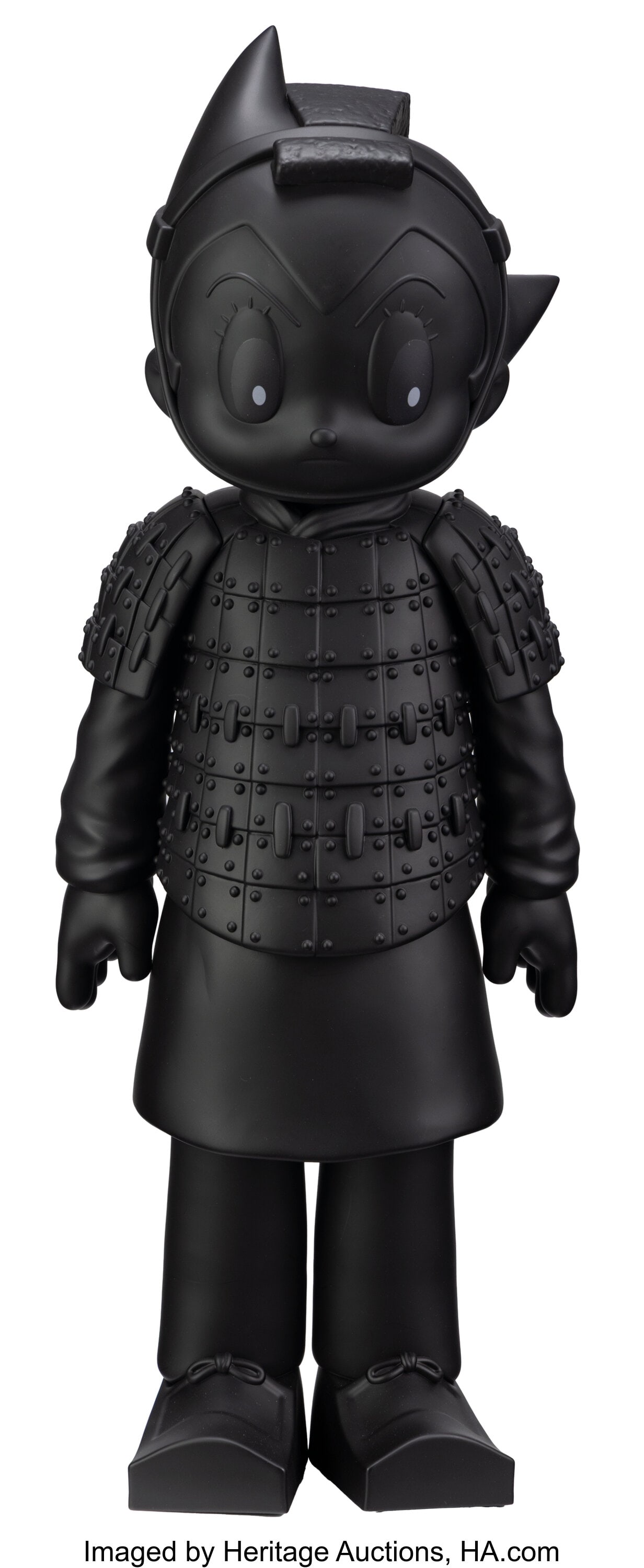 Toy Qube Astro Boy Myth Warrior (Black) 1000% Ca: Toy Qube Astro Boy Myth Warrior (Black) 1000% Cast vinyl 28-1/2 x 11 x 9 inches (72.4 x 27.9 x 22.9 cm) Stamped on underside of feet Produced by Tez