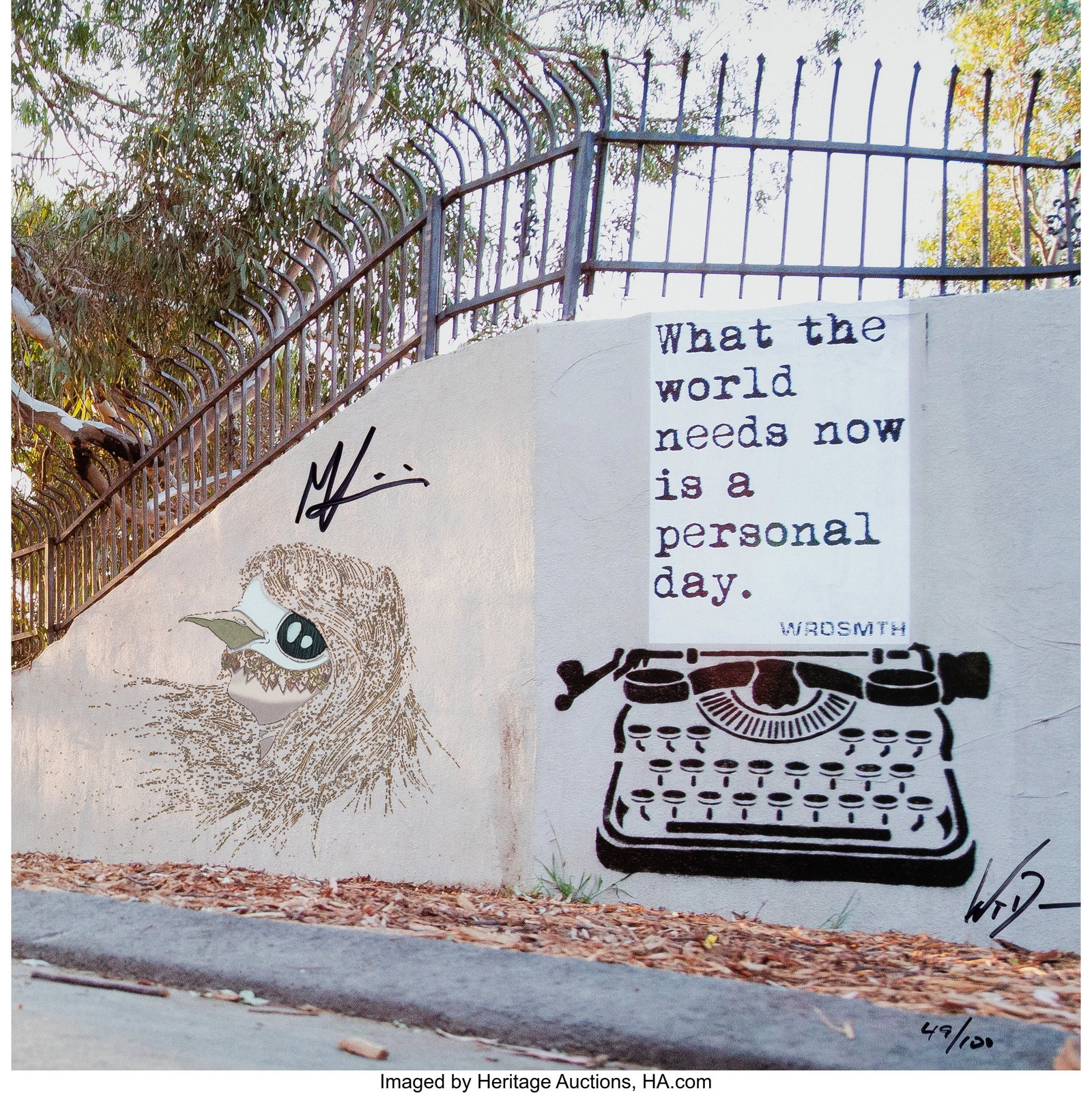 WRDSMTH (20th Century) Yony LP Offset lithograph: WRDSMTH (20th Century) Yony LP Offset lithograph in colors on vinyl cover with 12" record 12-1/4 x 12-1/4 inches (31.1 x 31.1 cm) Ed. 49/100 Signed