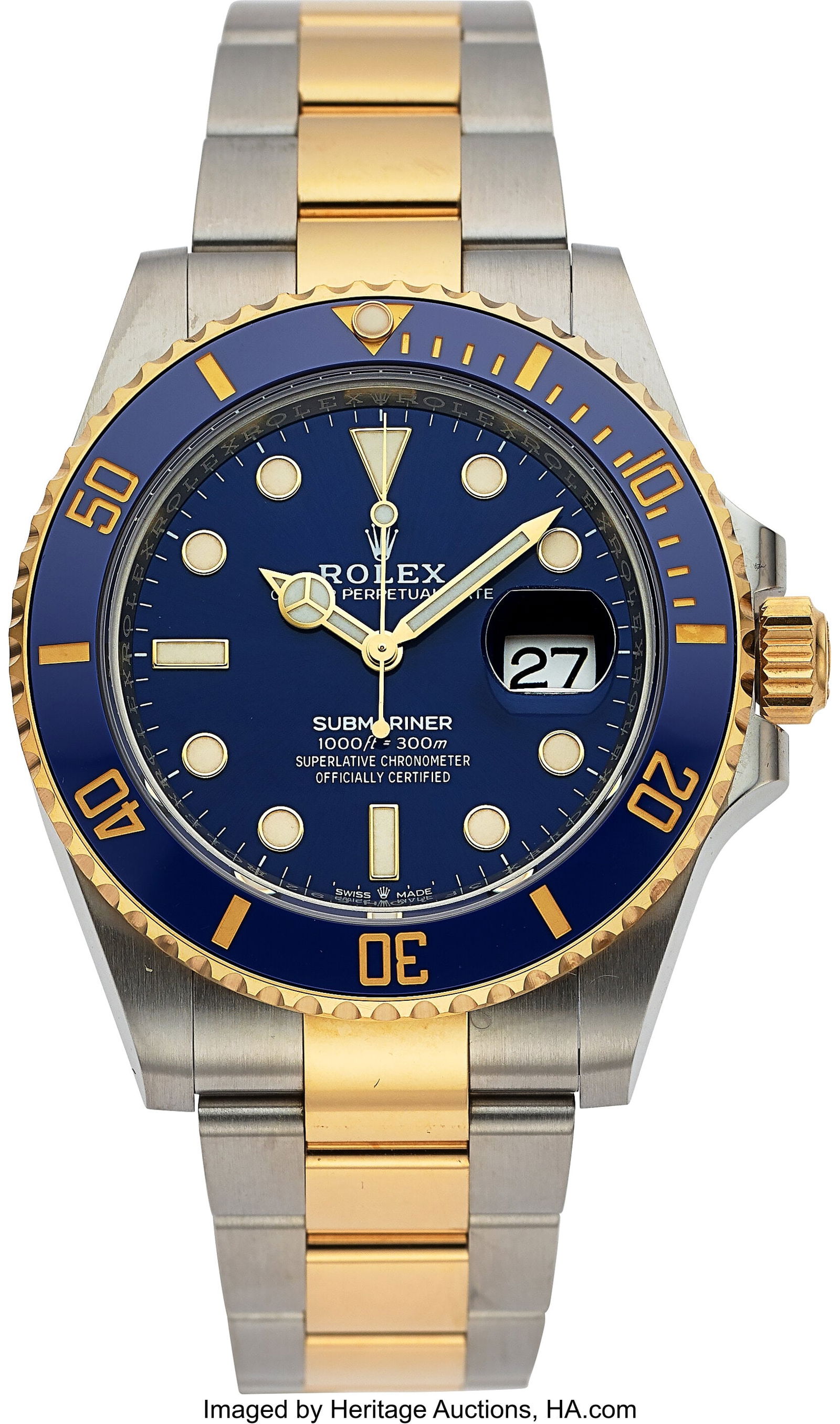 Rolex Oyster Perpetual Date Submariner Full Set,: Rolex Oyster Perpetual Date Submariner Full Set, Ref. 126613LB Case: 41 mm, oystersteel and yellow gold, three body, screw-down case back and crown, unidirec
