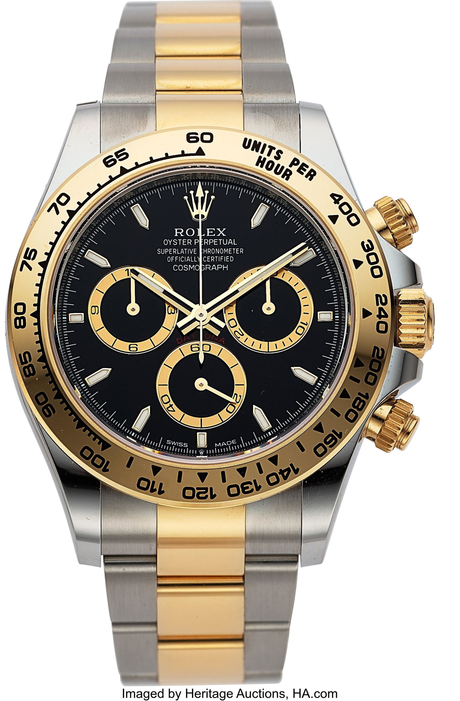 Rolex Oyster Perpetual Cosmograph Daytona Full S: Rolex Oyster Perpetual Cosmograph Daytona Full Set, Ref. 126503 Case: 40 mm, oystersteel and 18k yellow gold, three body, screw-down case back, crowns,