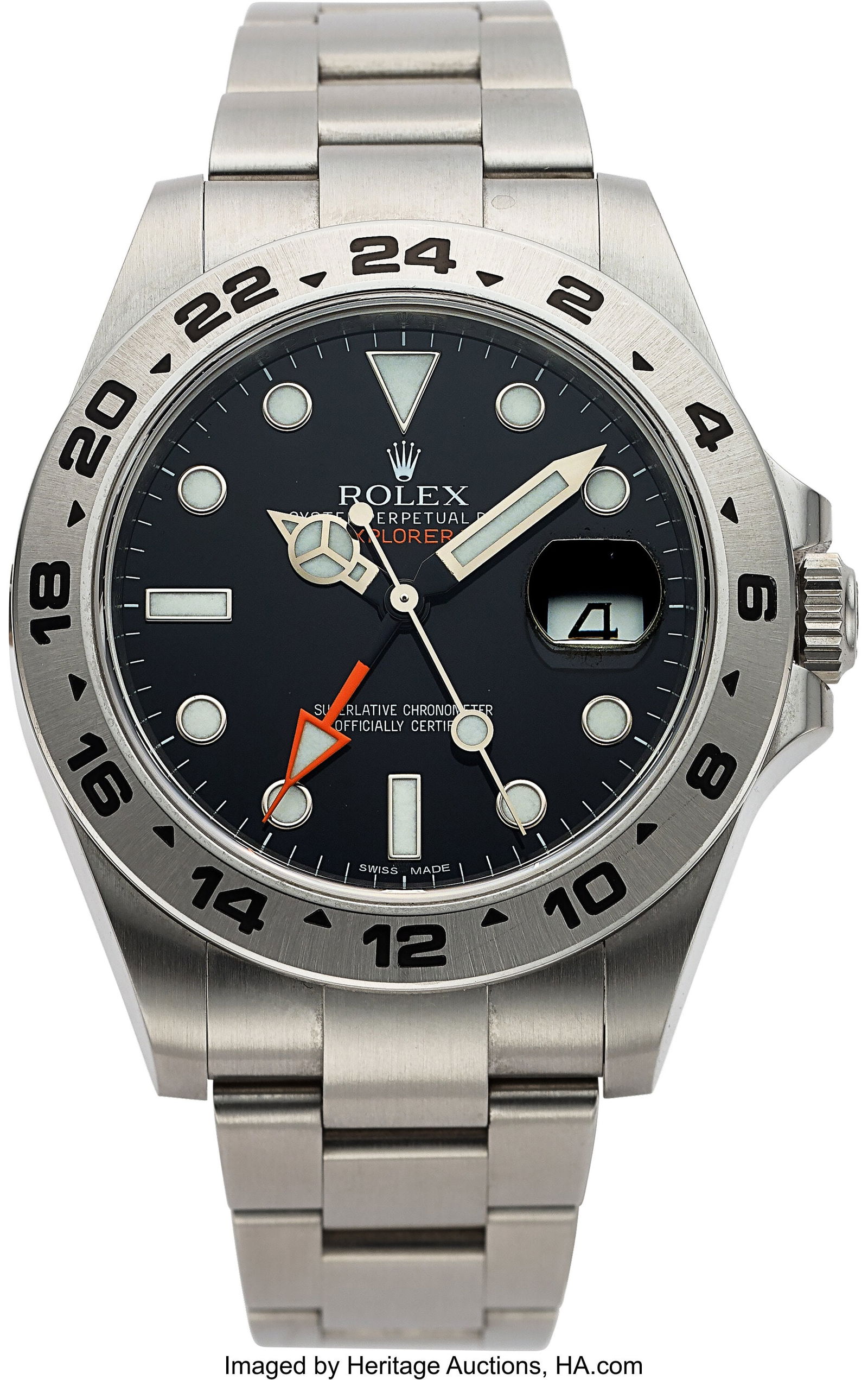 Rolex Oyster Perpetual Date Explorer II Ref. 216: Rolex Oyster Perpetual Date Explorer II Ref. 216570 "Full Set" Case: 42 mm, stainless steel, three body, screw-down case back and crown, with rounded crown guards&