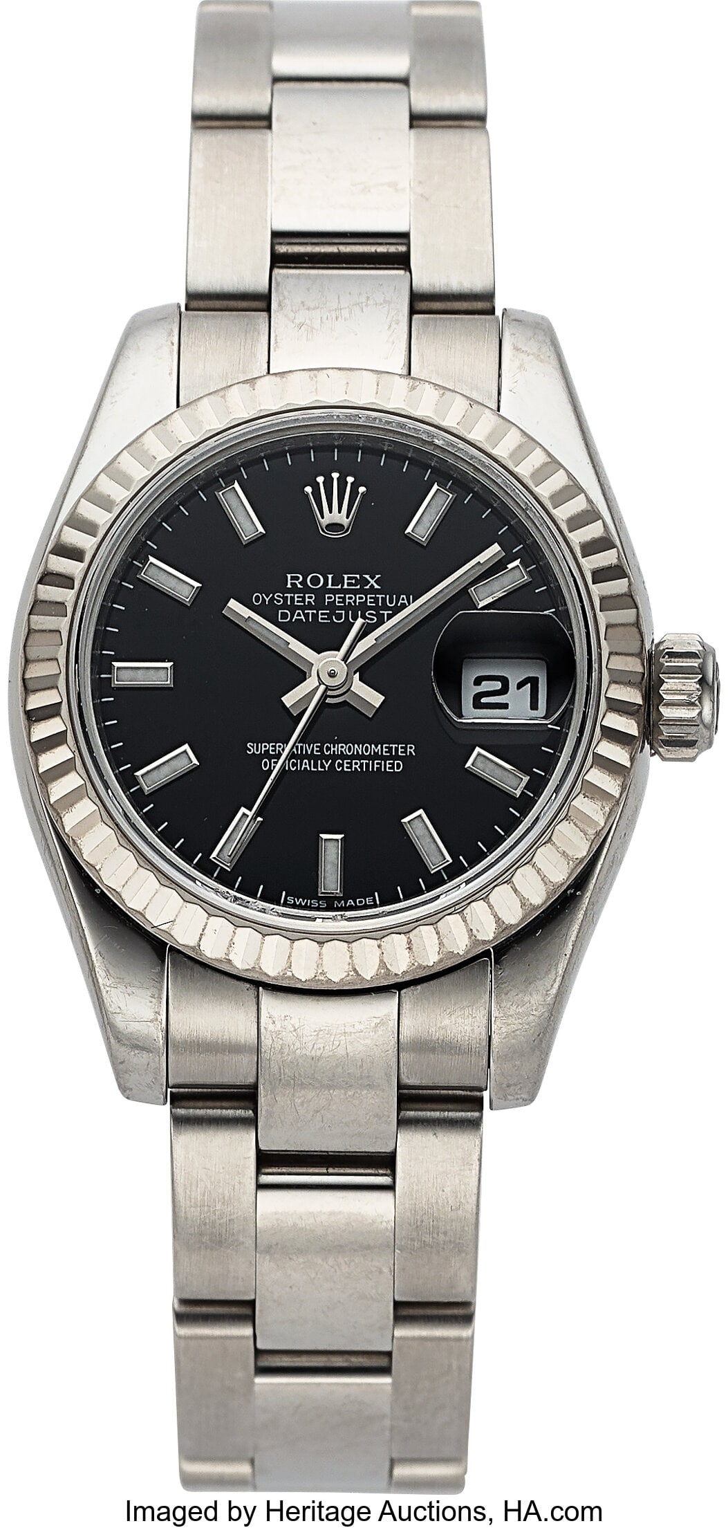 Rolex Datejust Steel White Gold Ladies Watch Ful: Rolex Datejust Steel White Gold Ladies Watch Full Set, Ref. 179174 Case: 26 mm, stainless steel and 18k white gold, three body, screw-down case back and crown&comm