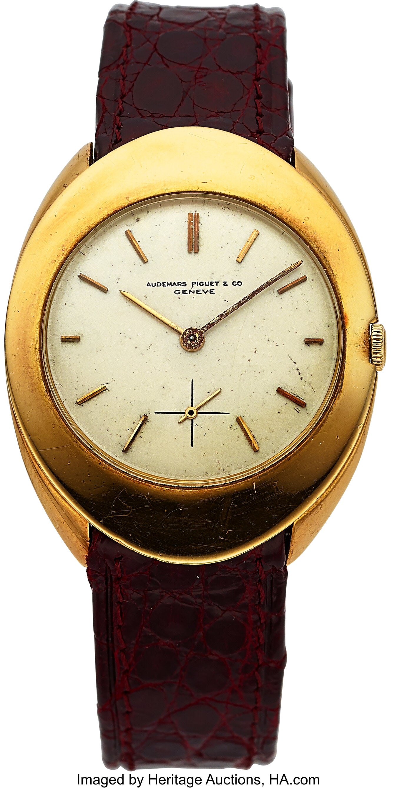 Audemars Piguet Volante, Wenger Case, 18k Rose G: Audemars Piguet Volante, Wenger Case, 18k Rose Gold Ellipse Case: 31 mm x 37 mm, 18k rose gold, three body, snap-on case back, No. 17623 Dial: