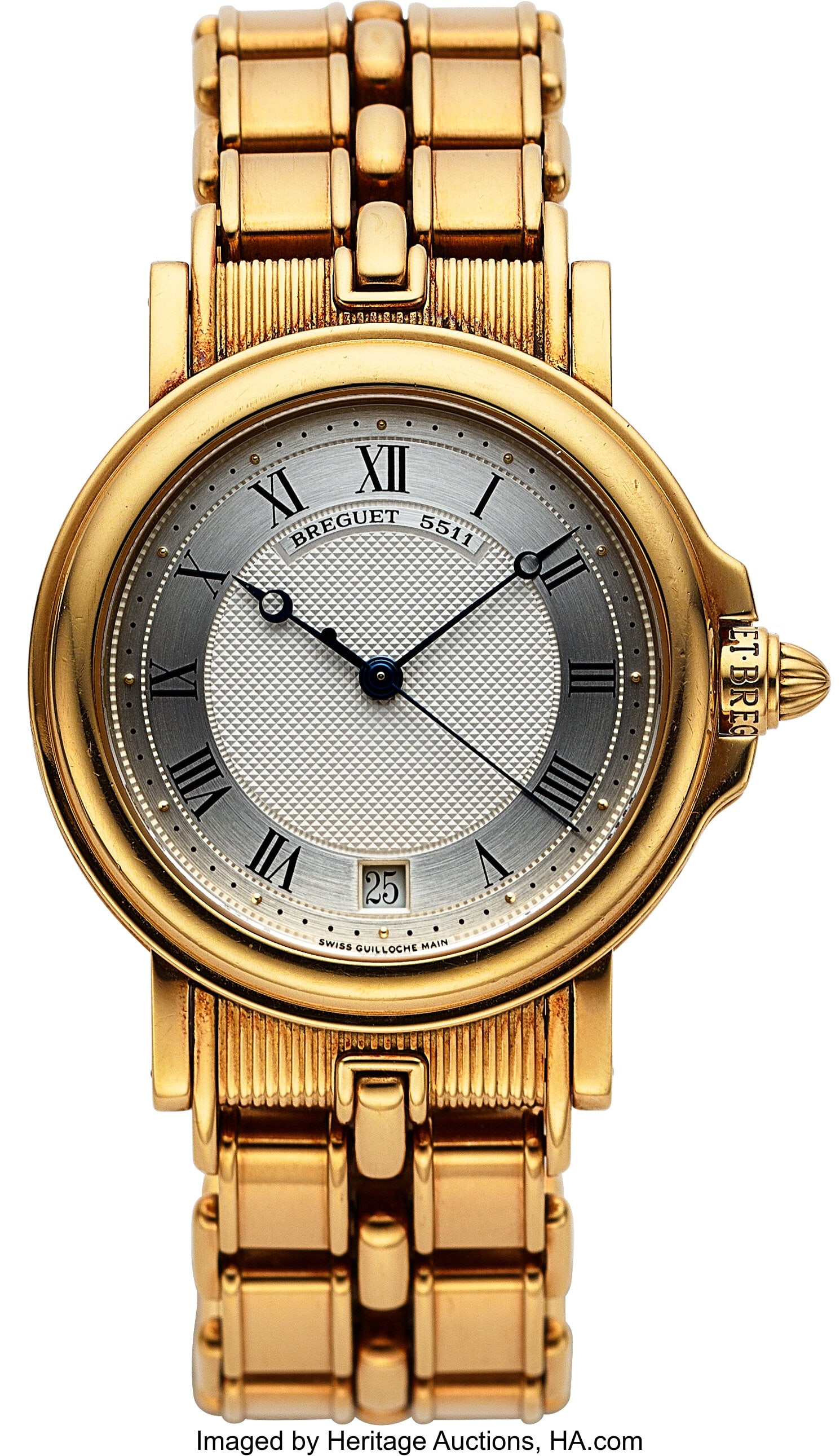 Breguet Ref. 4400BA Very Fine Gold Automatic "Ho: Breguet Ref. 4400BA Very Fine Gold Automatic "Horloger De La Marine" Case: 33 mm, 18k yellow gold, two body, solid back secured with screws, ribbed band, rou