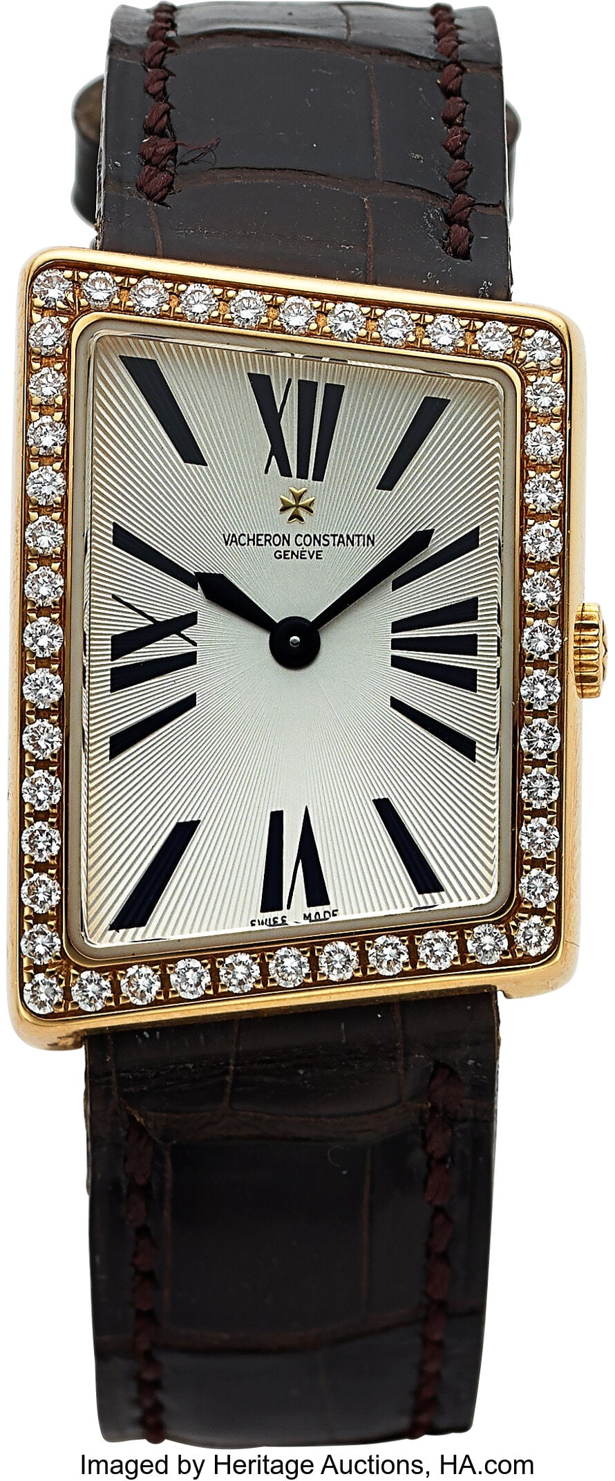 Vacheron Constantine MCMLXXII Diamond Bezel 18k: Vacheron Constantine MCMLXXII Diamond Bezel 18k Yellow Gold, Ref. 25520 Case: 23 mm x 32 mm, 18k yellow gold, asymmetrical two body, 4 screw case back, diamo