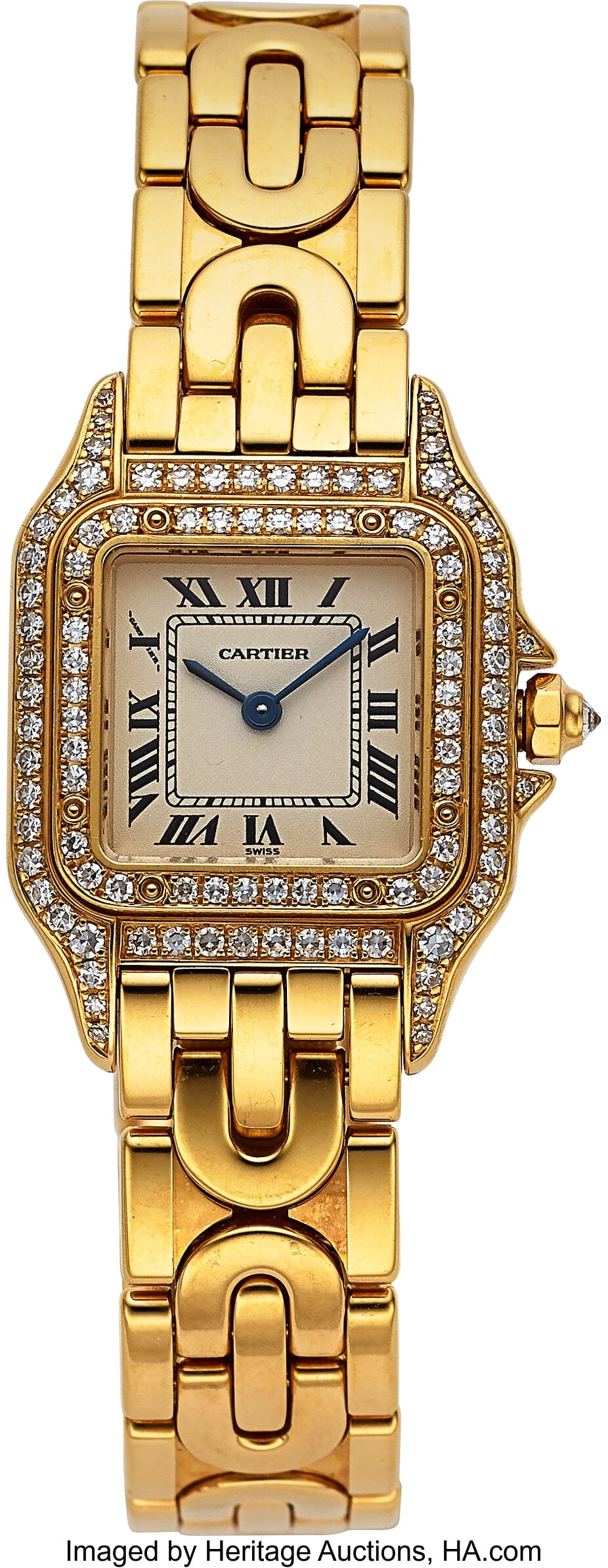 Cartier Panthere 18k Yellow Gold Diamond Bezel: Cartier Panthere 18k Yellow Gold Diamond Bezel Case: 22 mm, 18k yellow gold, three body, 8 screw case back, diamond set bezel and crown, MG233623 Dial: white