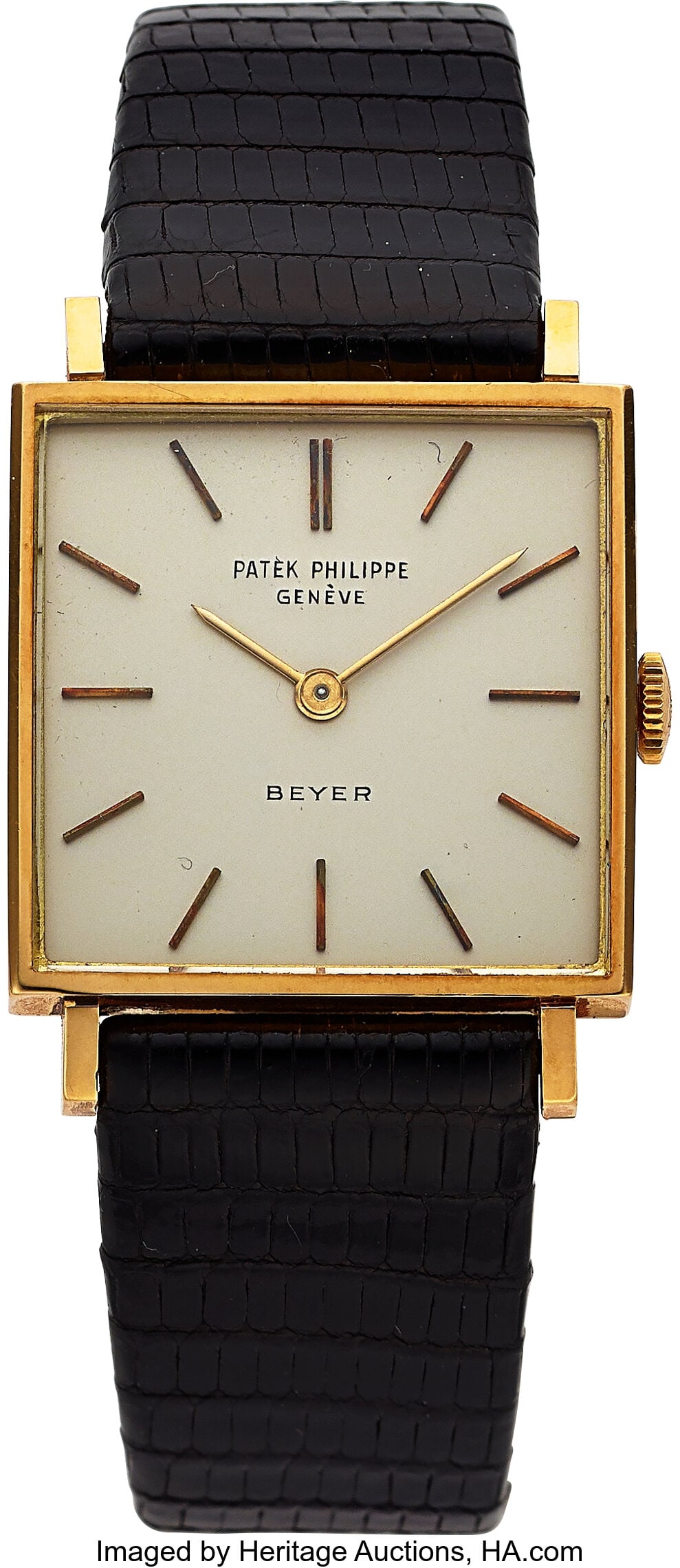Patek Philippe For Beyer 18k Yellow Gold, Ref. 3: Patek Philippe For Beyer 18k Yellow Gold, Ref. 3430, circa 1960's Case: 26 mm, 18k yellow gold, two body, snap-back case back with engraving,