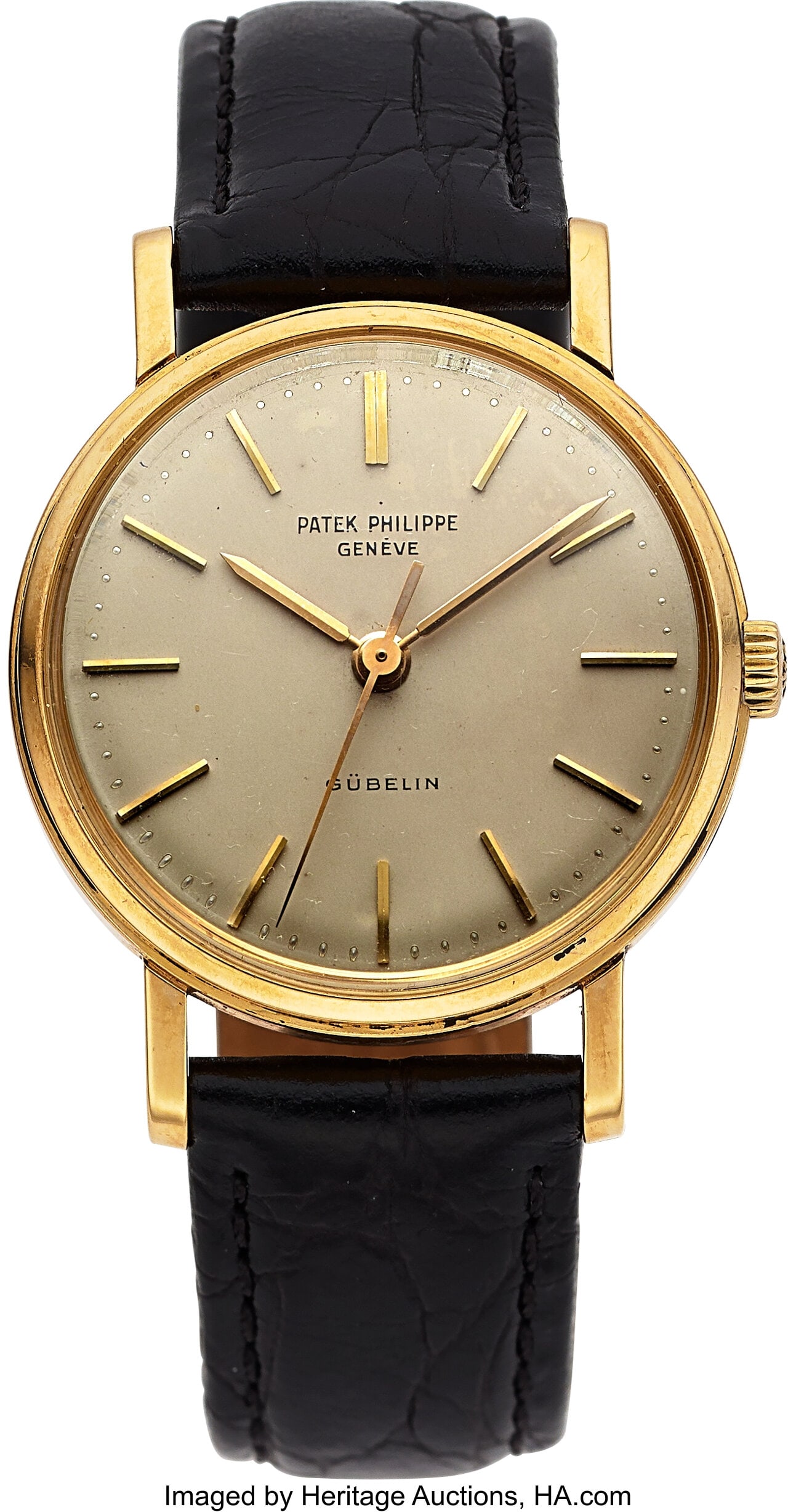 Patek Philippe For Gubelin Calatrava 18k Yellow: Patek Philippe For Gubelin Calatrava 18k Yellow Gold, Ref. 3423 Case: 34 mm, 18k yellow gold, three body, stepped inclined bezel, snap-on case back, st