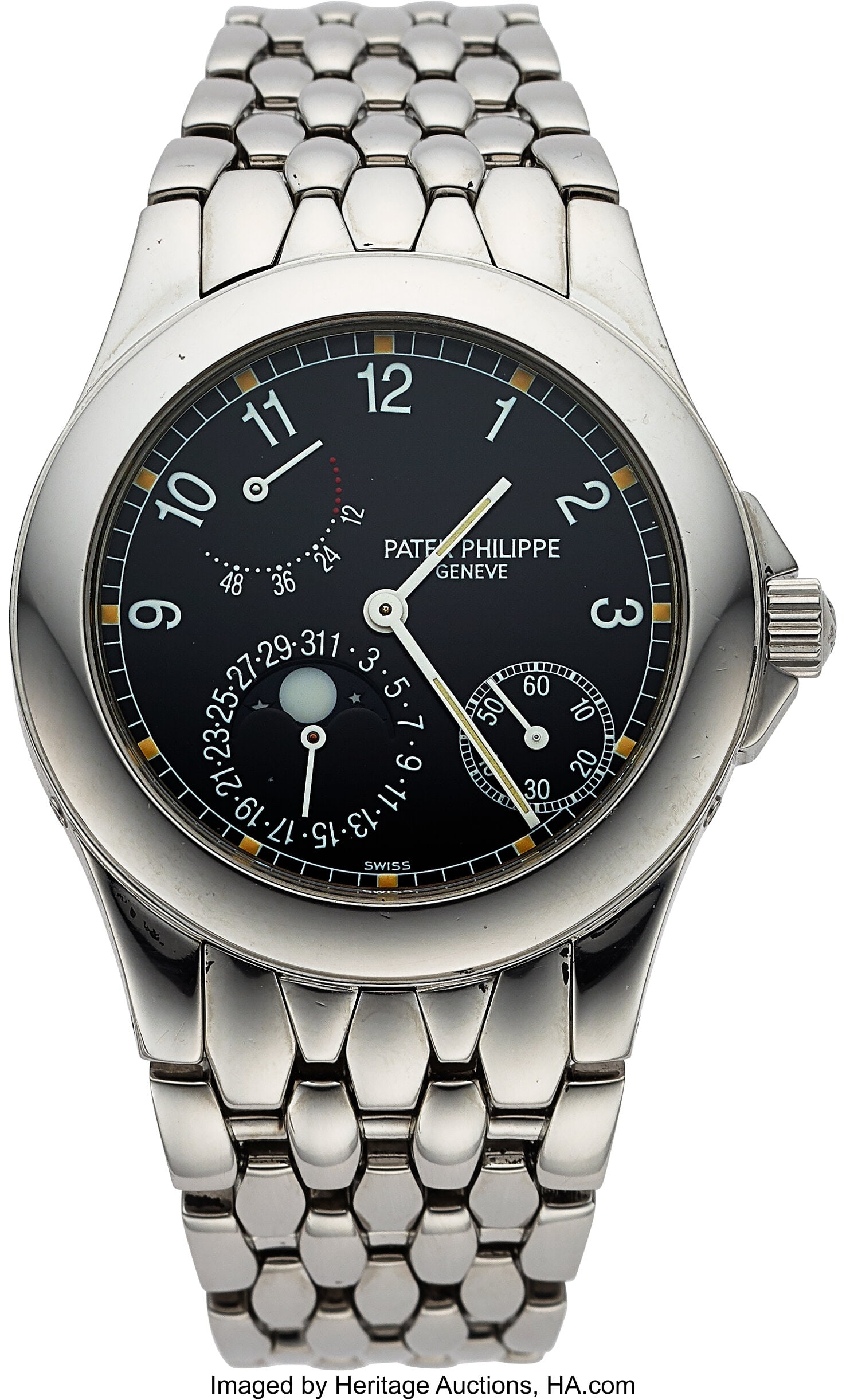 Patek Philippe, Ref. 5085/1A "Neptune" Steel Aut: Patek Philippe, Ref. 5085/1A "Neptune" Steel Automatic, Date, Moon Phases, Power Reserve Case: 37 mm, stainless steel, three body, screw-down