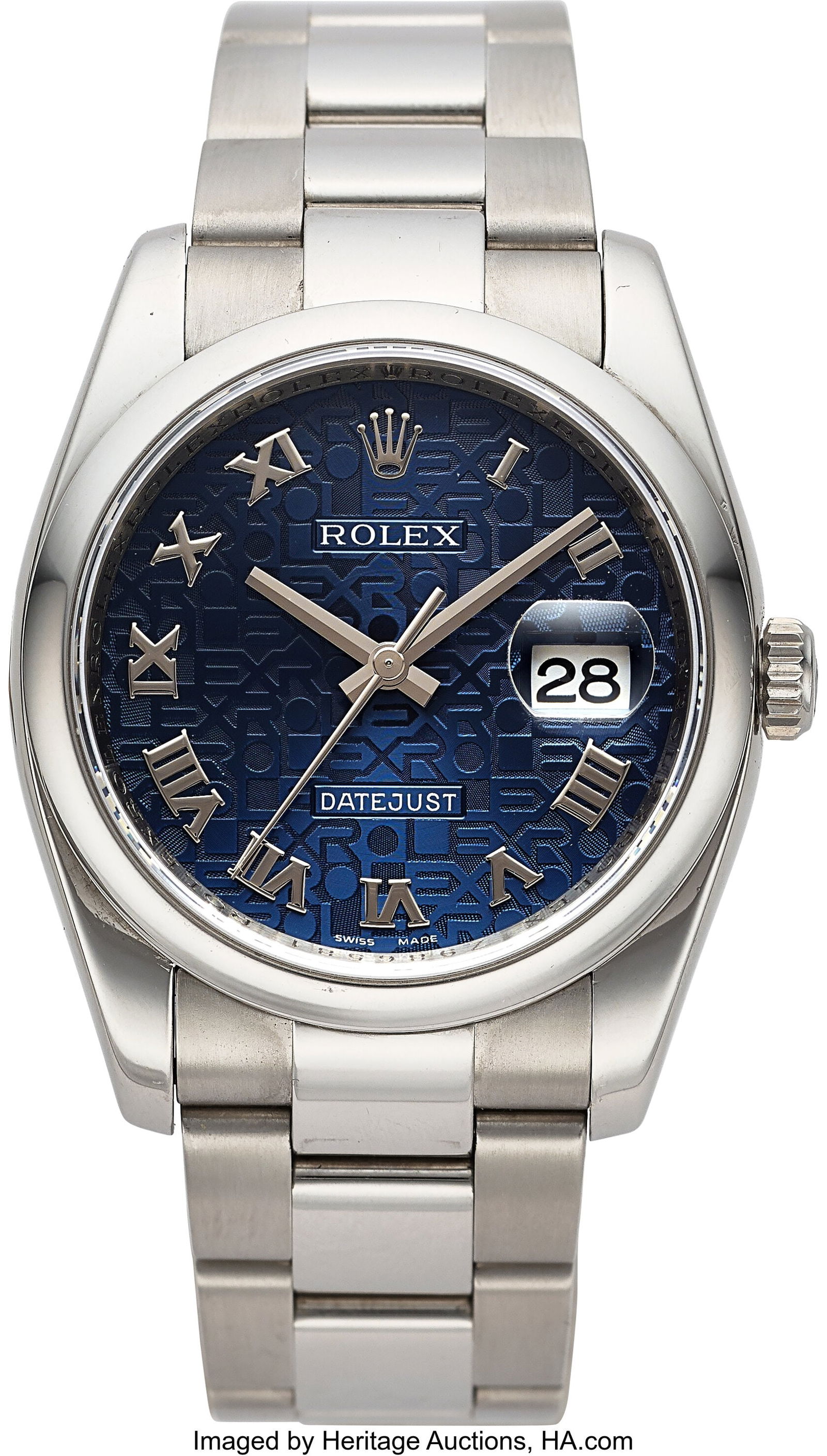 Rolex Stainless Steel Datejust, Blue Dial, Ref.: Rolex Stainless Steel Datejust, Blue Dial, Ref. 116200 Case: 36 mm, stainless steel, three body, screw-down case back and crown, Z986581 Dial: bl