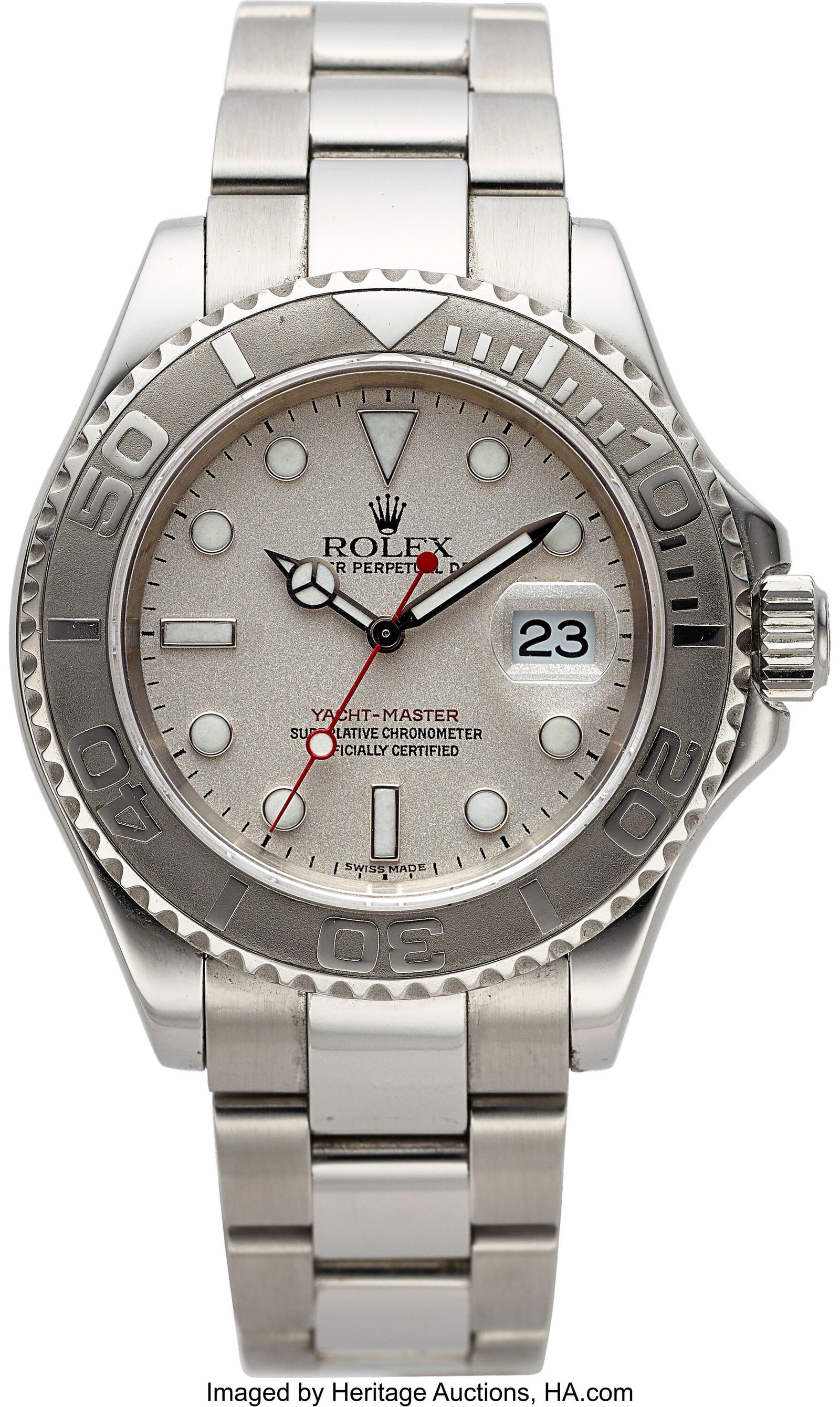 Rolex Oyster Perpetual Date Yacht-Master, Stainl: Rolex Oyster Perpetual Date Yacht-Master, Stainless Steel and Platinum, Ref. 16622 Case: 40 mm, stainless steel and platinum, three body, screw-down case bac