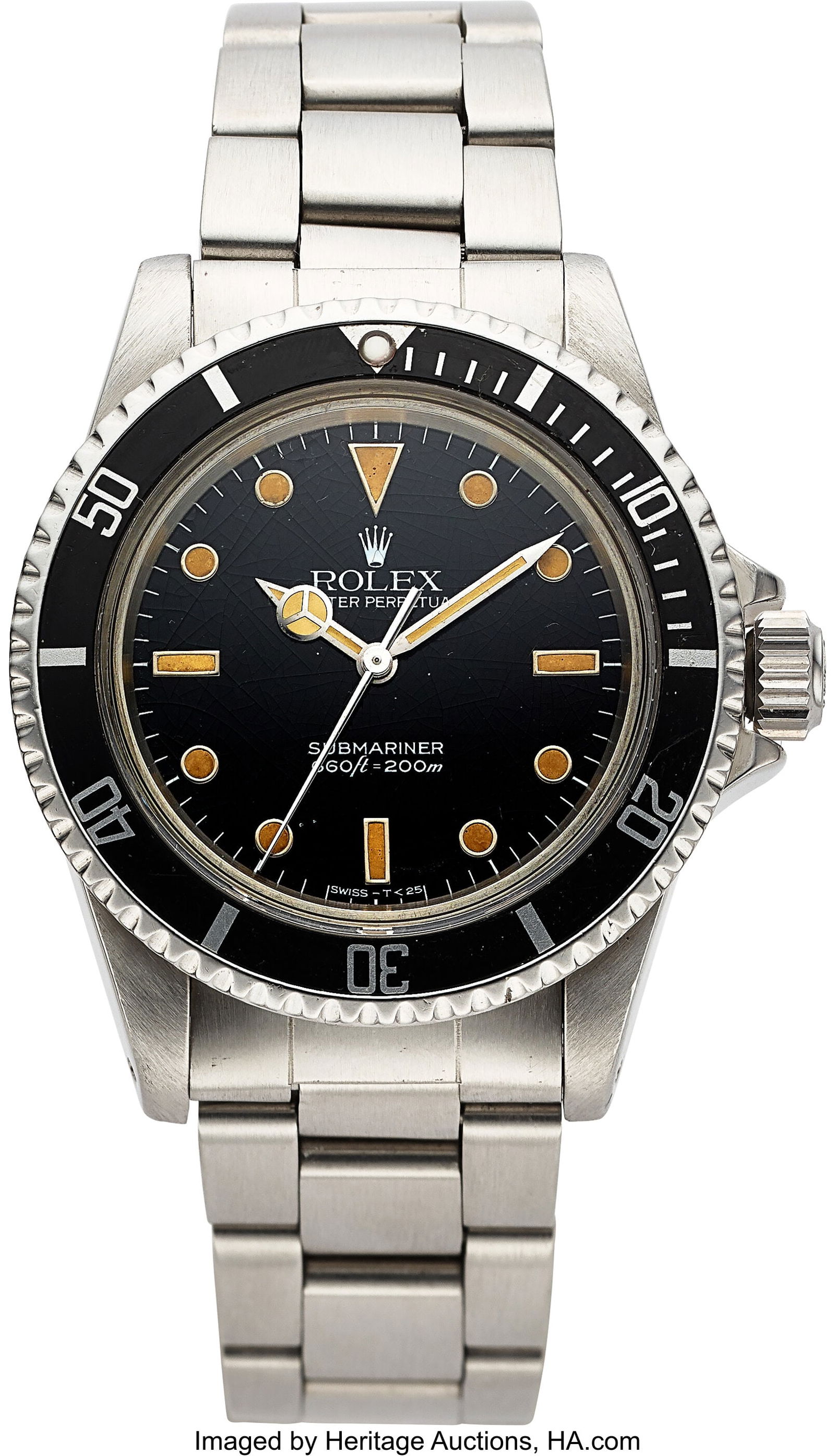 Rolex Oyster Perpetual Submariner, Ref. 5513 Ca: Rolex Oyster Perpetual Submariner, Ref. 5513 Case: 39 mm, steel, three body, screw-down case back, bi-directional rotating black bezel, and pointed cro