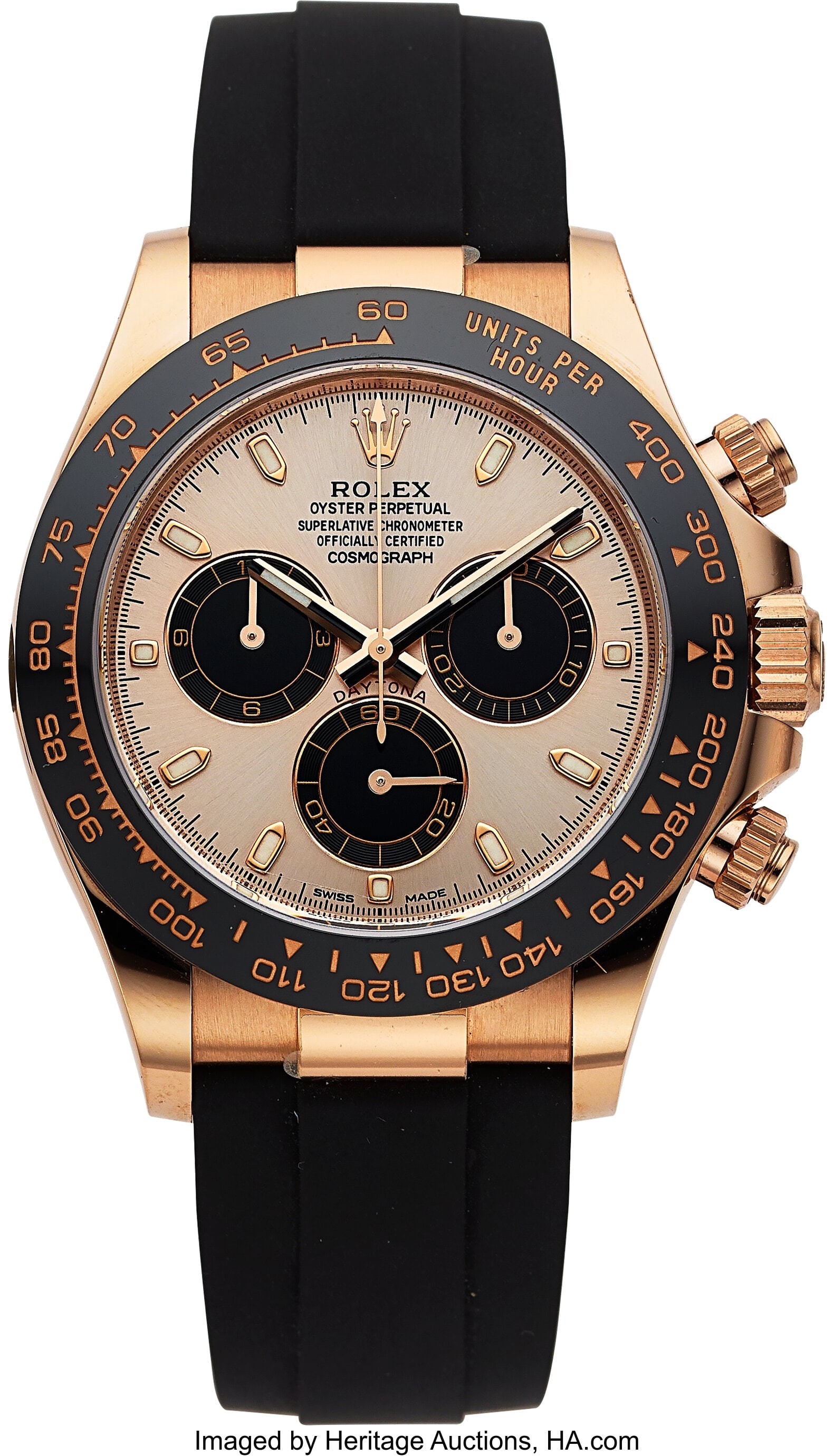 Rolex Cosmograph Daytona OysterFlex Full Set, Re: Rolex Cosmograph Daytona OysterFlex Full Set, Ref. 116515LN Case: 40 mm, 18k everose gold, three body, screw-down case back, crown, and buttons,