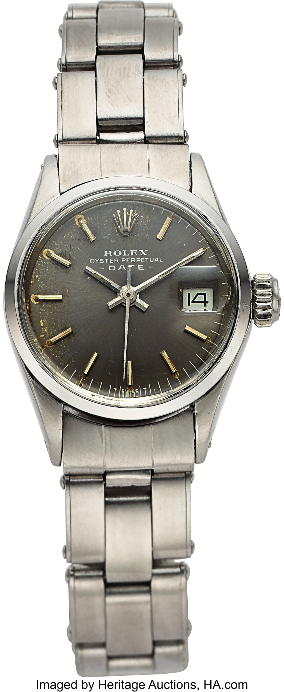 Rolex Vintage Lady's Steel Date, Ref. 6516 Case: Rolex Vintage Lady's Steel Date, Ref. 6516 Case: 24 mm, stainless steel, three body, screw-down case back and crown, and fixed domed bezel, 2450383 Dia