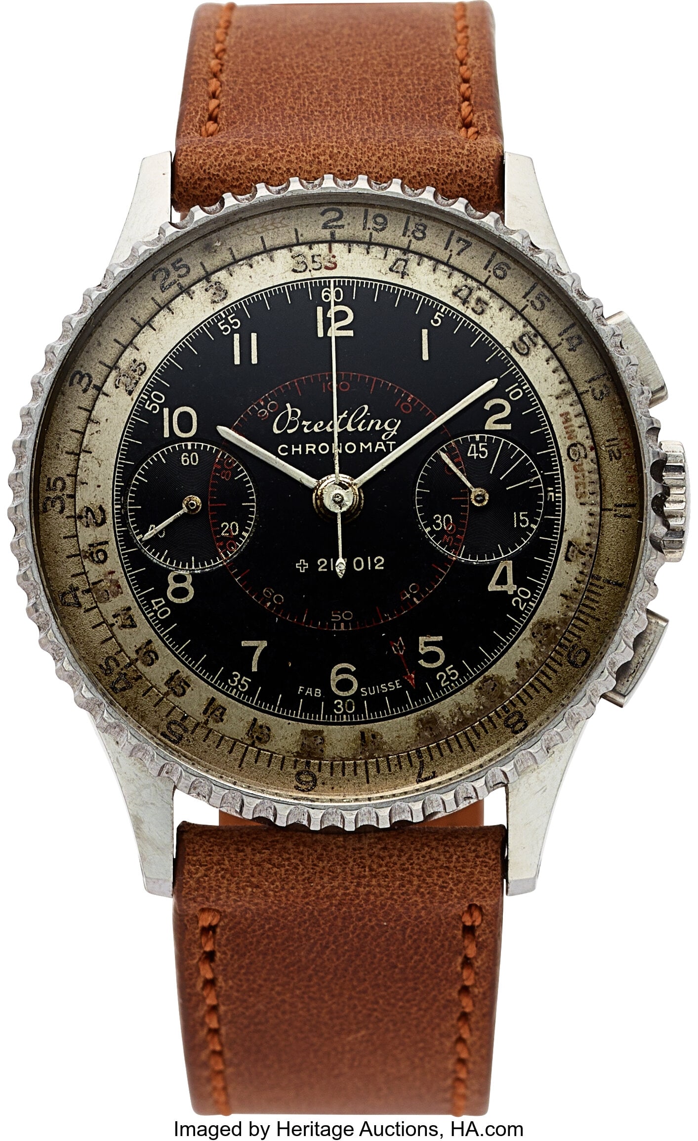 Breitling Vintage Chronomat 217012, Ref. 769 Ca: Breitling Vintage Chronomat 217012, Ref. 769 Case: 37 mm, stainless steel, three body, snap-on case back, bi-directional rotating slide rule bezel,