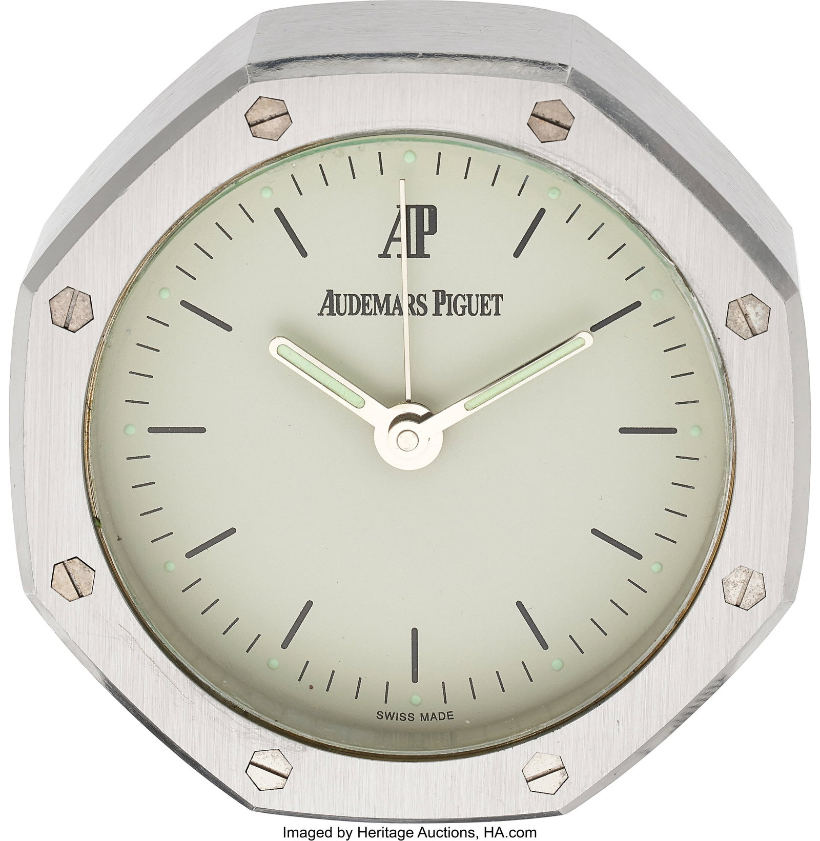 Audemars Piguet Royal Oak Desk Alarm Clock Steel: Audemars Piguet Royal Oak Desk Alarm Clock Steel Case: 70mm x 70mm, steel Dial: white stick dial , luminous baton hands Movement: quartz movement with sweep seconds HID03