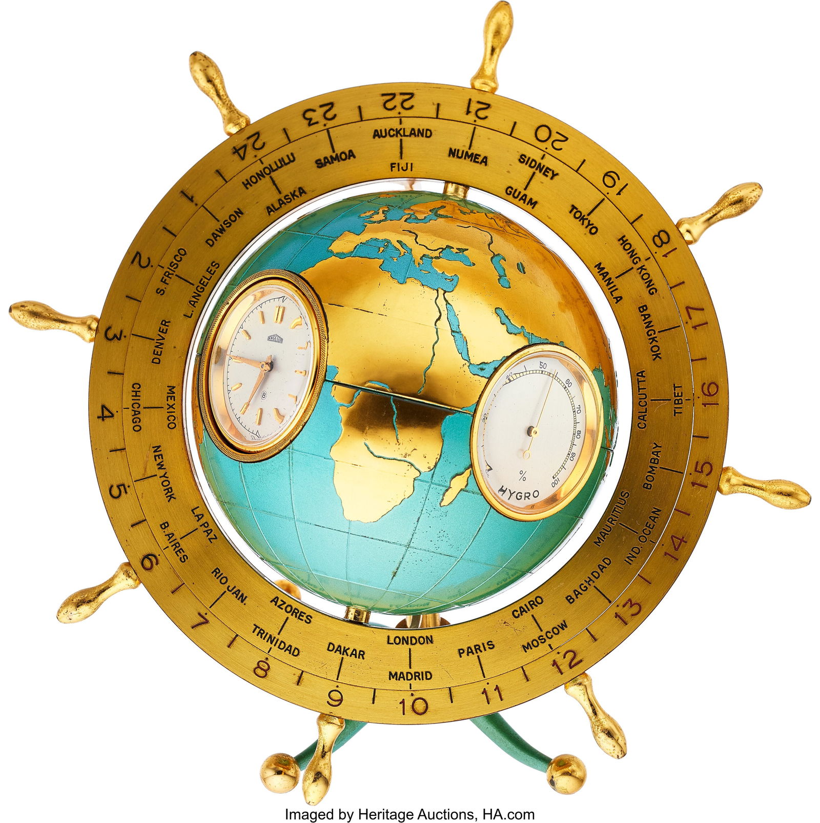 Angelus Desk Globe Compendium Clock and Weather (1 of 6)