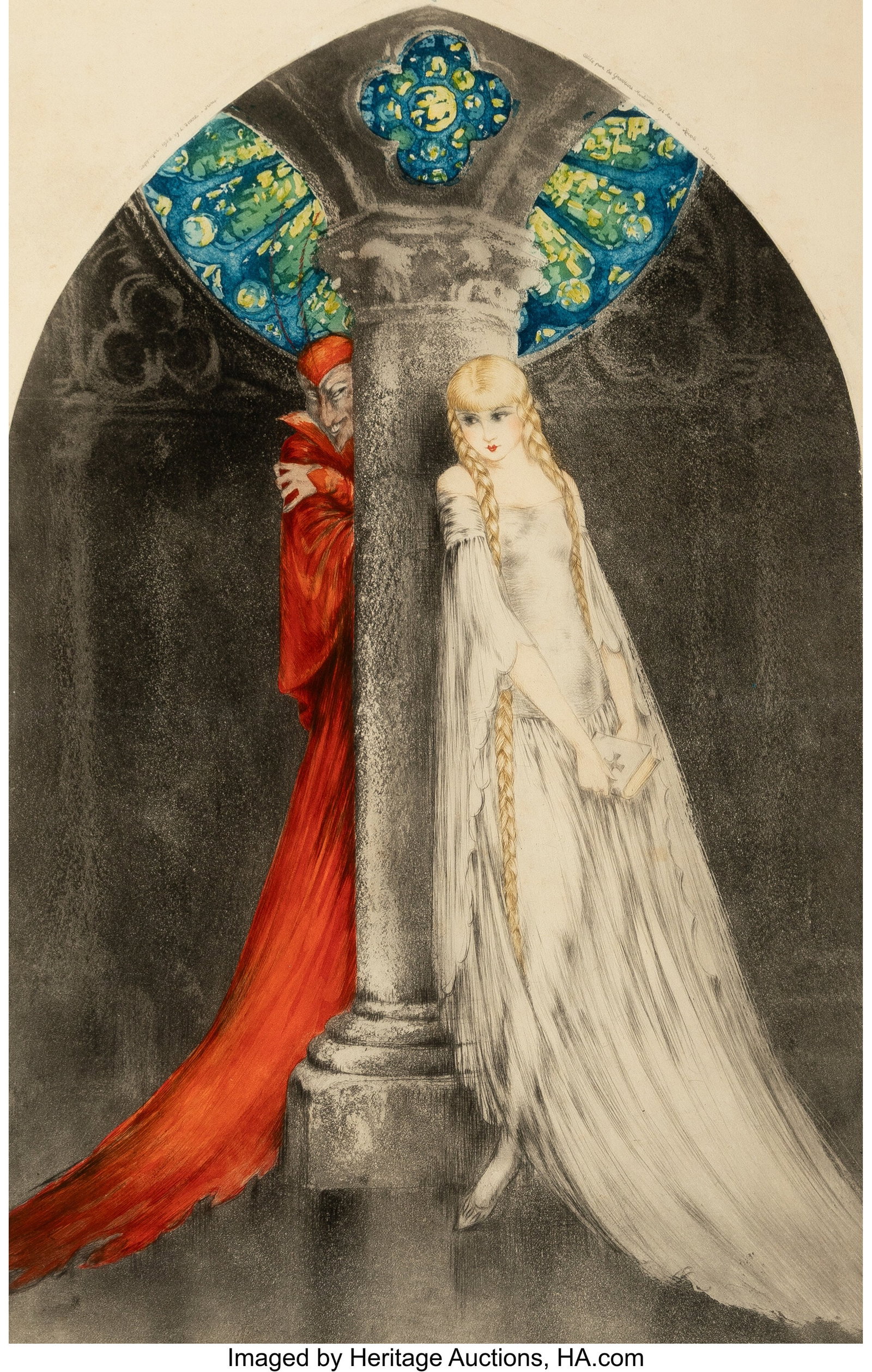 Louis Icart (French, 1888-1950) Faust, 1928 Etch: Louis Icart (French, 1888-1950) Faust, 1928 Etching and aquatint in colors on B.F.K. Rives paper 29-1/2 x 21-1/4 inches (74.9 x 54&period