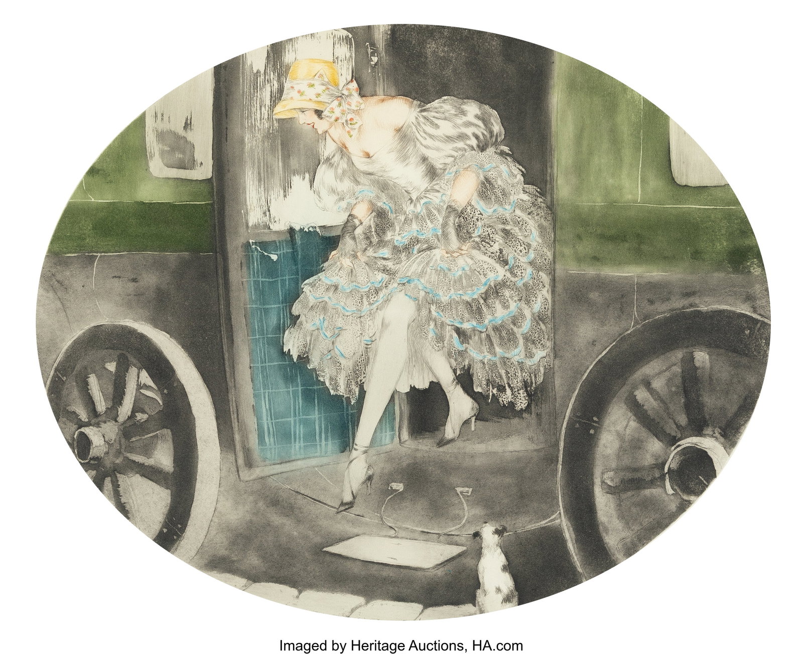 Louis Icart (French, 1888-1950) Eighteen-Thirty,: Louis Icart (French, 1888-1950) Eighteen-Thirty, 1929 Etching with handcoloring on B.F.K. Rives paper 22-1/2 x 30 inches (57.1 x 76.2