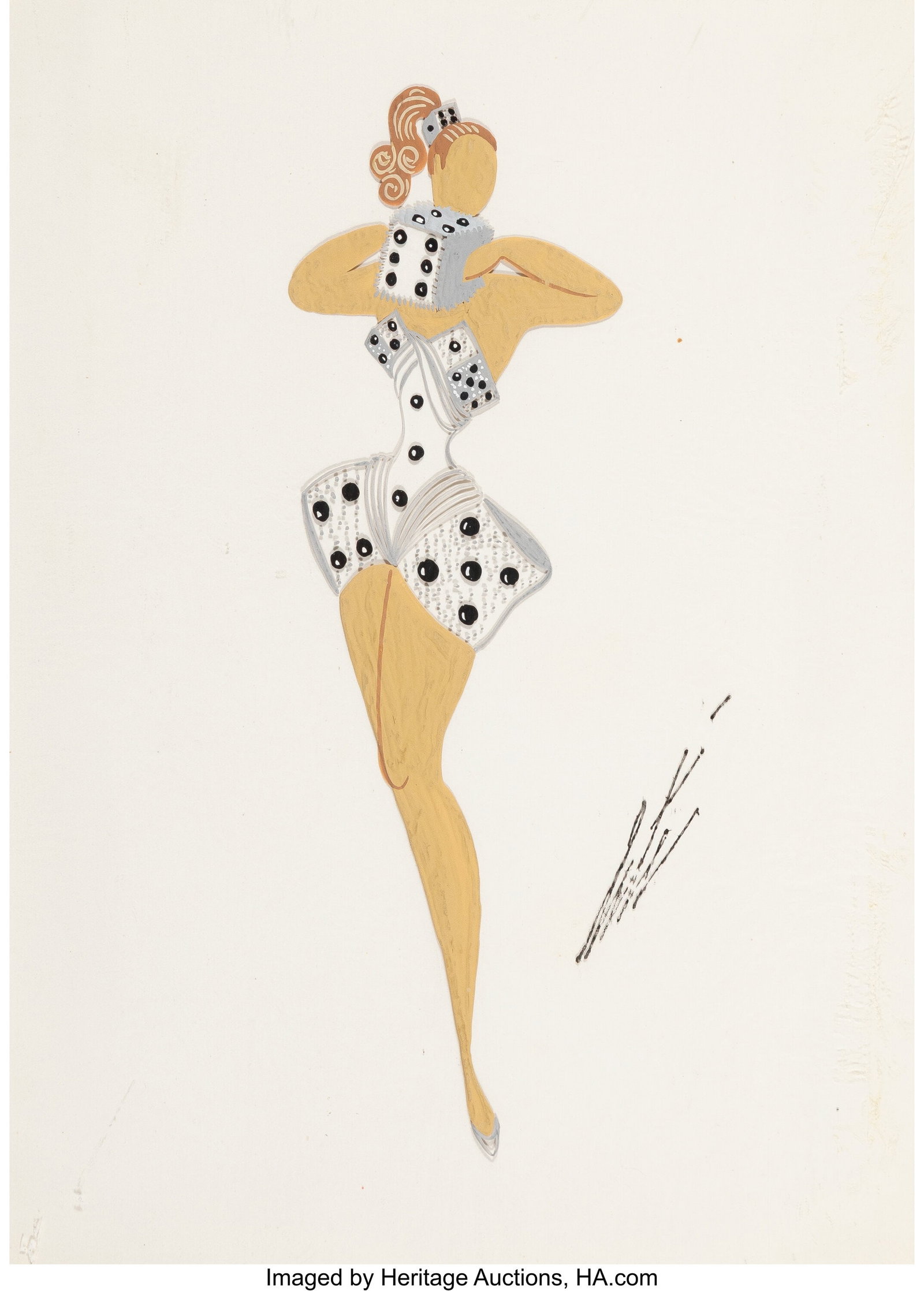 Erté (Romain de Tirtoff) (Russian/French, 1892-: Erté (Romain de Tirtoff) (Russian/French, 1892-1990) Danseuse Acrylic on celluloid 11-1/2 x 8 inches (29.2 x 20.3 cm) (sheet)