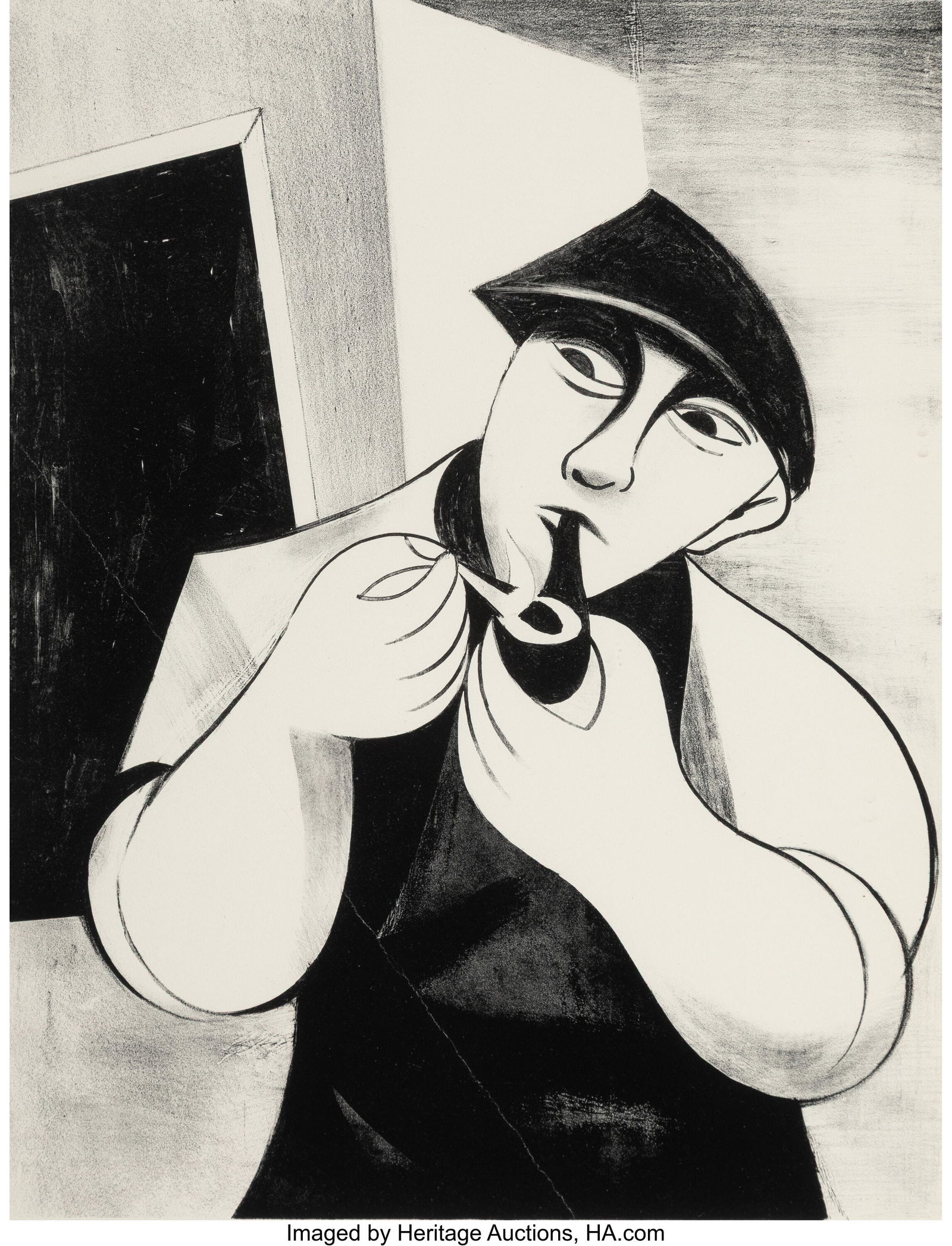 Abe Ajay (American, 1919) Workman Lighting his P (1 of 3)