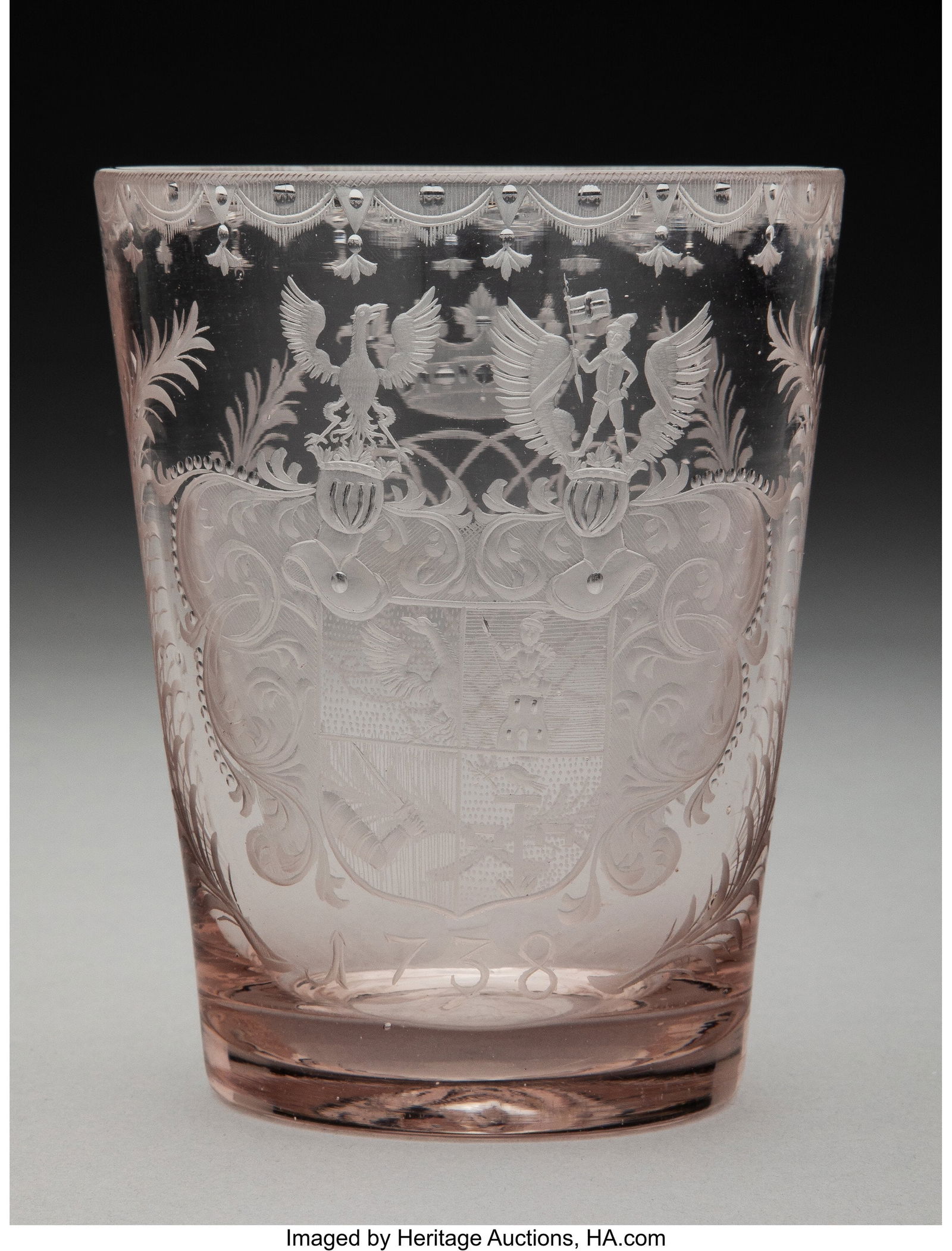 A Continental Engraved Free-Blown Glass Armorial (1 of 4)