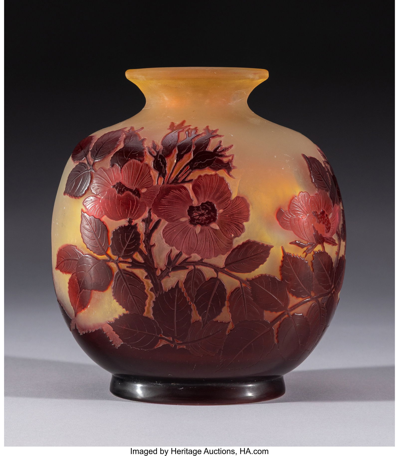 Gallé Wild Rose Vase, circa 1900 Cameo glass 7- (1 of 4)