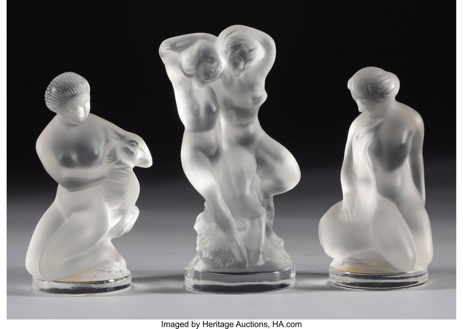 Lalique Three Figures, post-1945 Clear and frost (1 of 3)