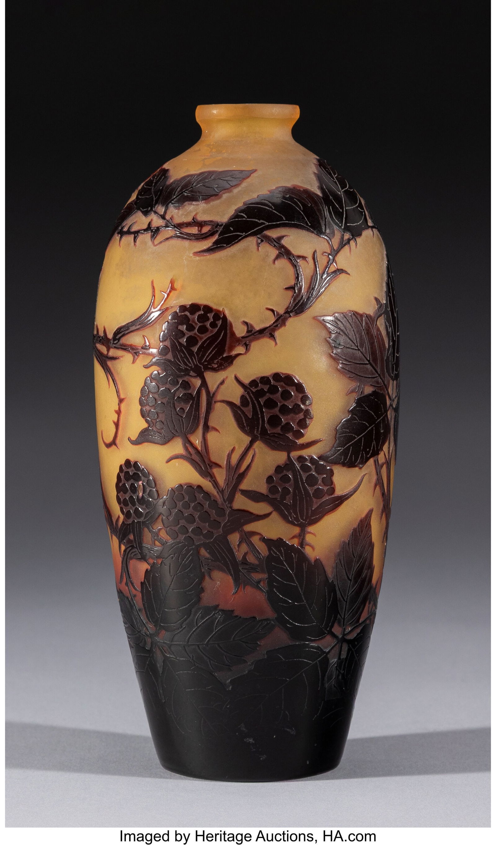 D'Argental Thistle Vase, circa 1920 Cameo glass: D'Argental Thistle Vase, circa 1920 Cameo glass 8-1/8 inches (20.6 cm) Marks: Dargental (Cross of Lorraine) HID03101062020 © 2026 Heritage Auctions &ver