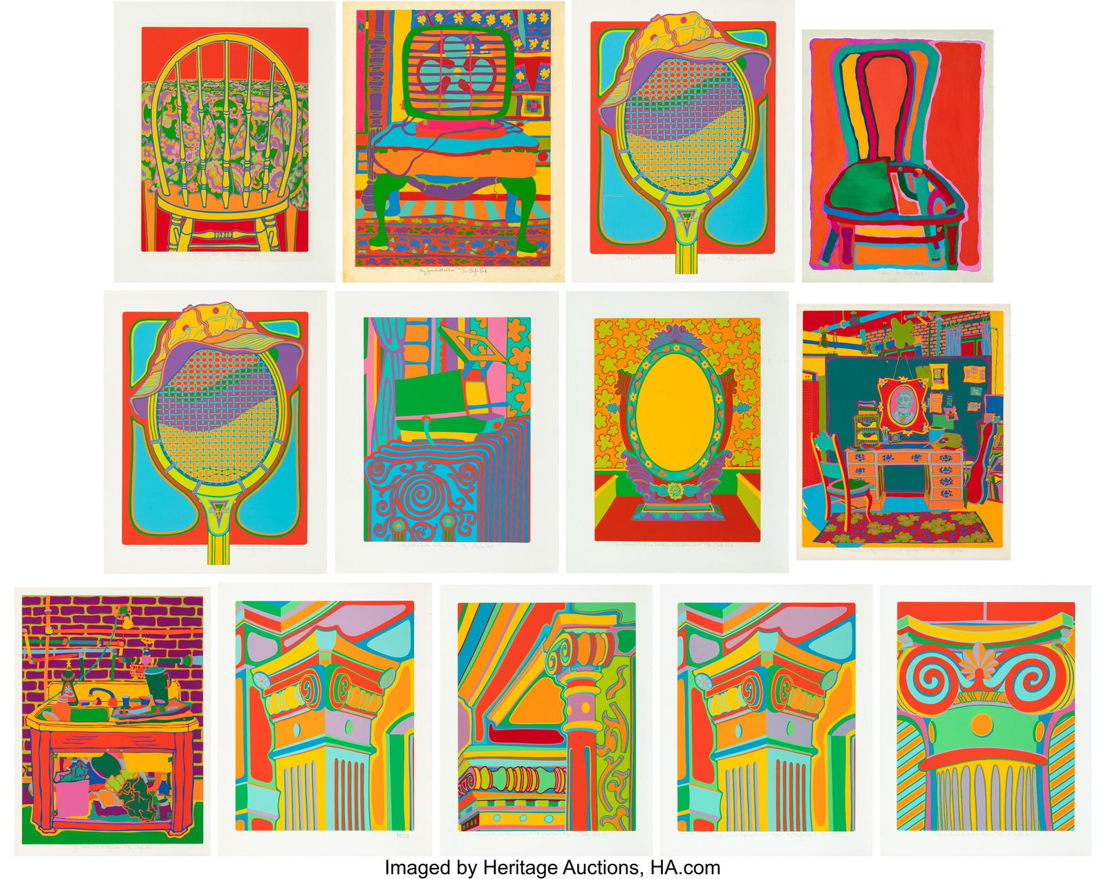 Clayton Pond (American, b. 1941) A Group of 13 W: Clayton Pond (American, b. 1941) A Group of 13 Works Screenprints in colors on wove paper 37-1/2 x 29 inches (95.2 x 73.7 cm) (largest sheet&rpa
