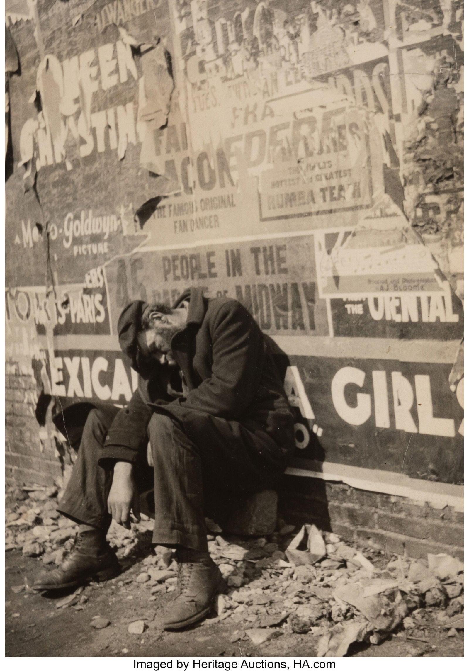 Liza Foner (American, 1909-2005) Man Sitting Aga: Liza Foner (American, 1909-2005) Man Sitting Against Wall, circa 1930s Gelatin silver print 6-3/4 x 4-5/8 inches (17.1 x 11.7 cm) (image/