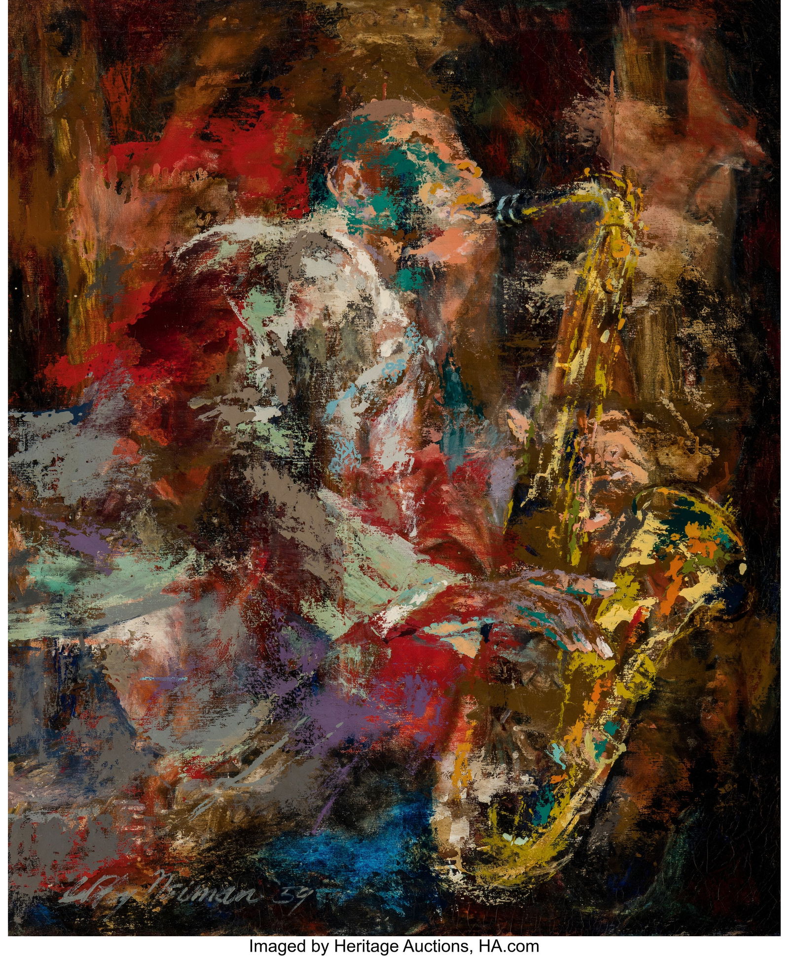 LeRoy Neiman (American, 1921-2012) Sax Player, 1 (1 of 3)
