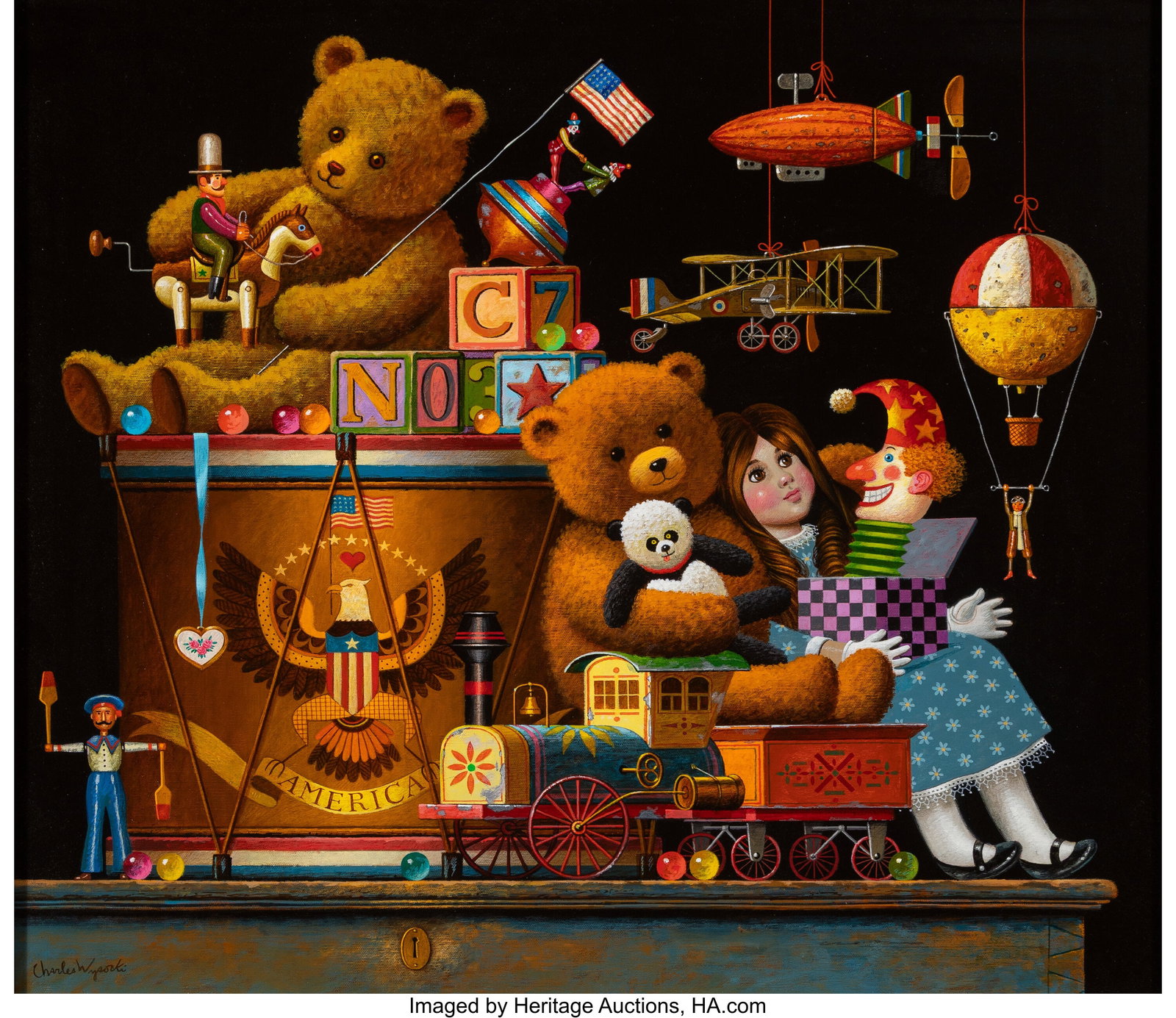 Charles Wysocki (American, 1928-2002) Fond Memor: Charles Wysocki (American, 1928-2002) Fond Memories Oil on canvas 26 x 30 inches (66.0 x 76.2 cm) Signed lower left: Charles Wysocki Signed and titled on