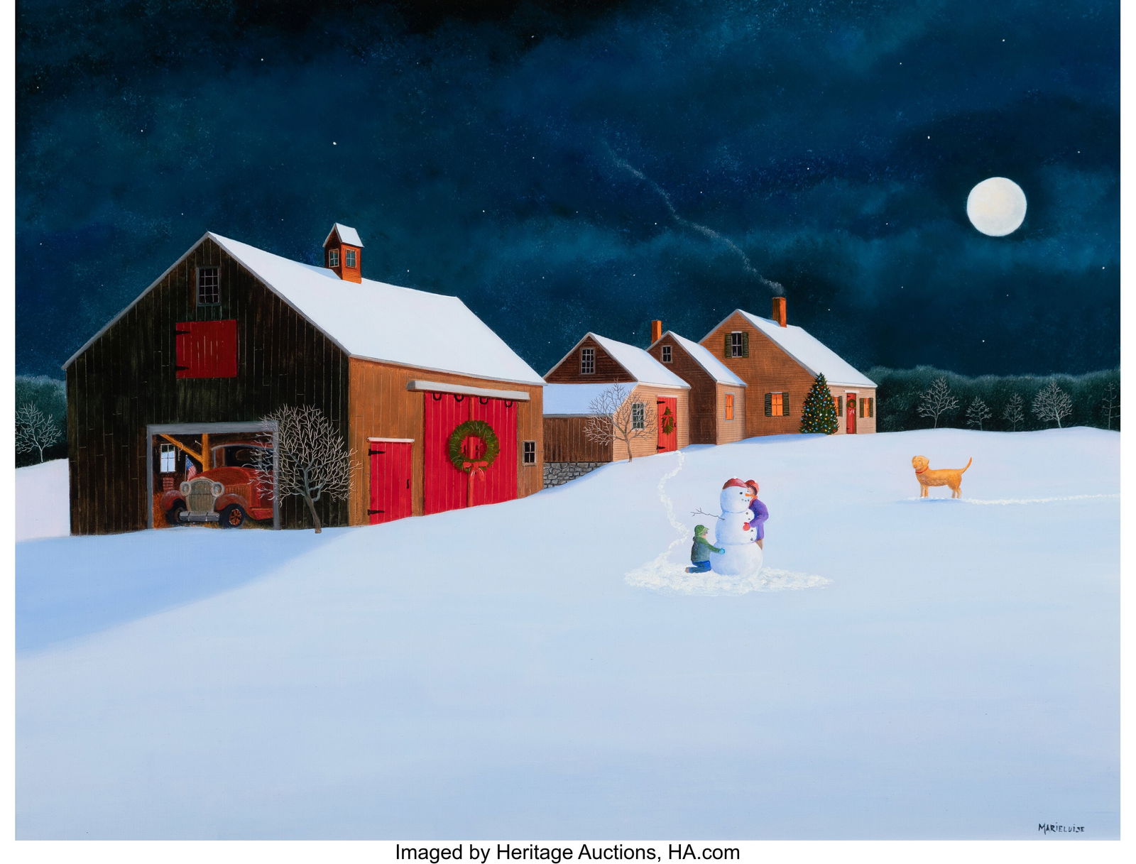 Marieluise Hutchinson (American, b. 1947) Snow B: Marieluise Hutchinson (American, b. 1947) Snow Bound Oil on board 18 x 24 inches (45.7 x 61.0 cm) Signed lower right: Marieluise Proceeds to Benefi