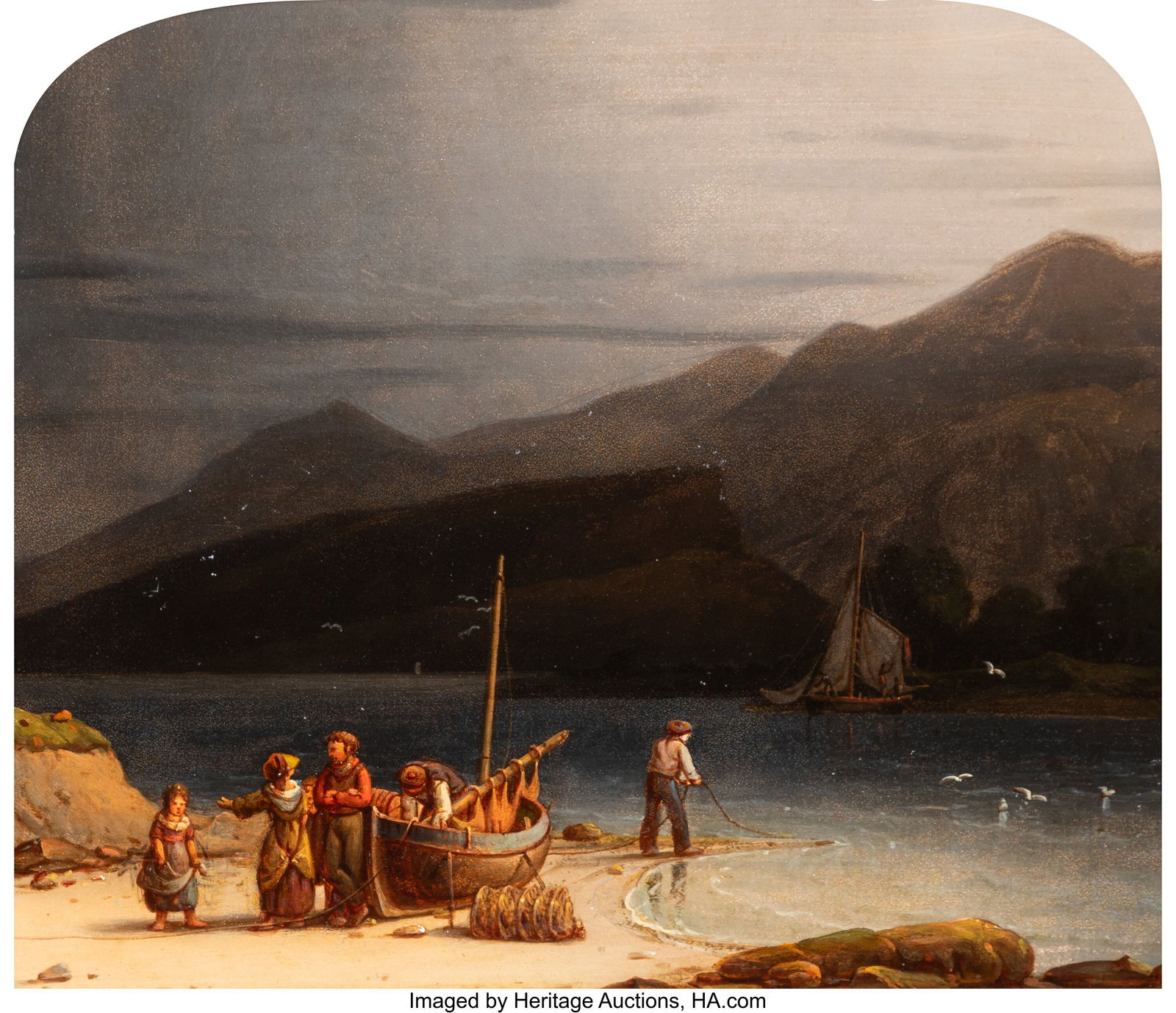 Robert Salmon (Scottish/American, 1775-1844) The: Robert Salmon (Scottish/American, 1775-1844) The Kyles of Bute, 1841 Oil on canvas 10 x 12 inches (25.4 x 30.5 cm) Signed and inscribed indistinctly o