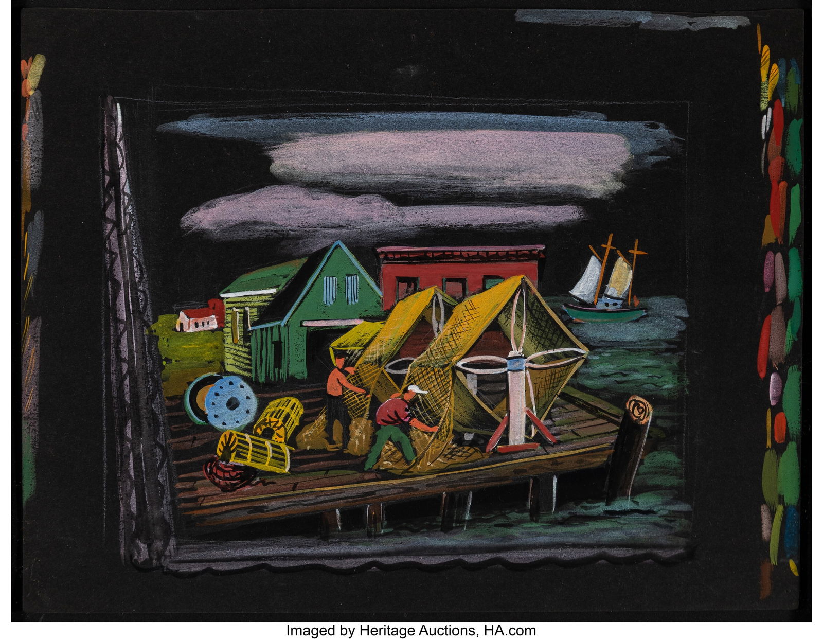 Miron Sokole (American, 1901-1985) Gloucester Wa: Miron Sokole (American, 1901-1985) Gloucester Waterfront, circa 1938 Gouache on paper 10-1/4 x 13-1/4 inches (26.0 x 33.7 cm) (sheet) Pr