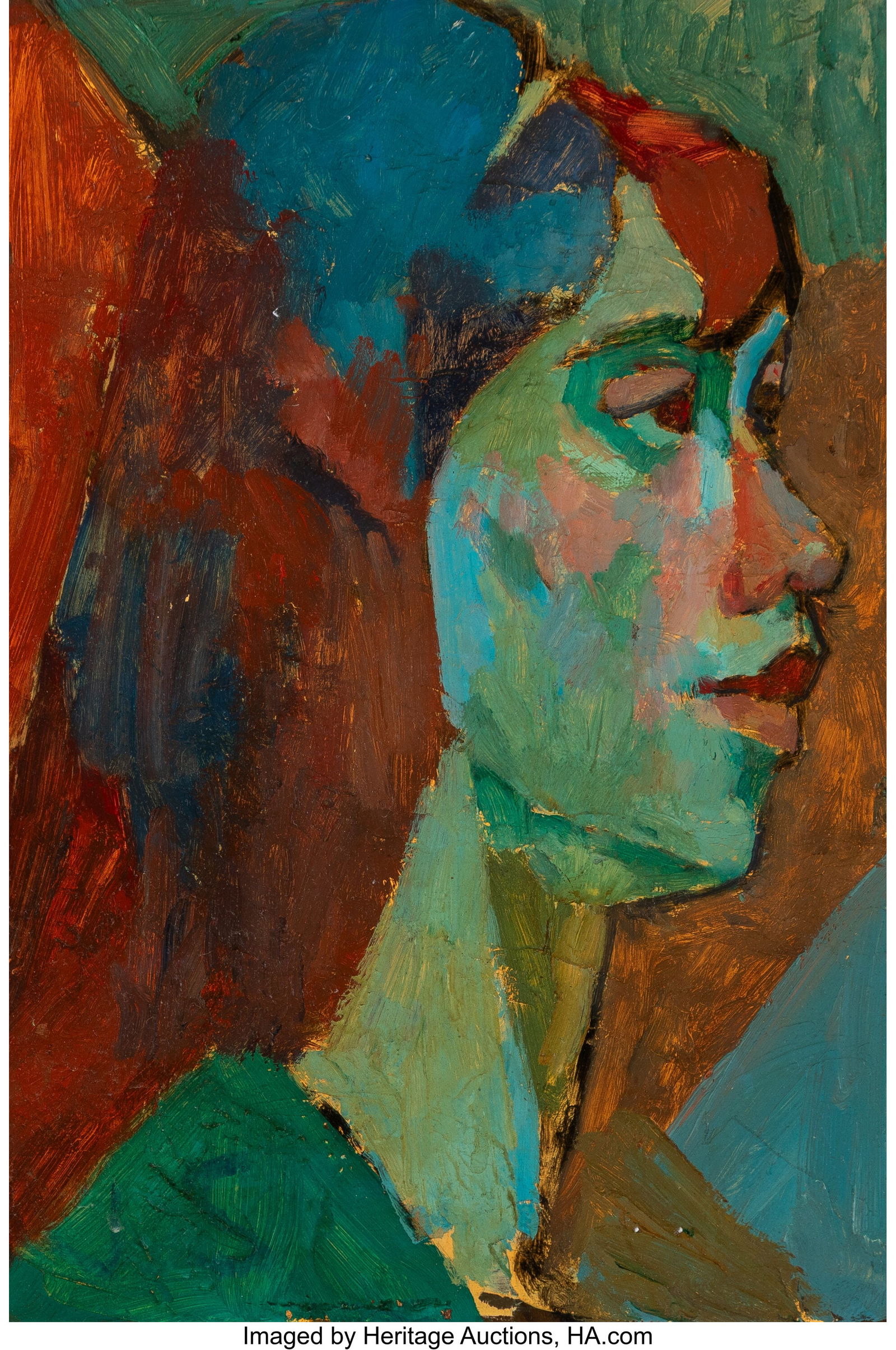 Joseph Solman (American/Russian, 1909-2008) Port: Joseph Solman (American/Russian, 1909-2008) Portrait (Girl with Red Hair) Oil on Masonite 14 x 9-3/4 inches (35.6 x 24.8 cm) Signed lower left