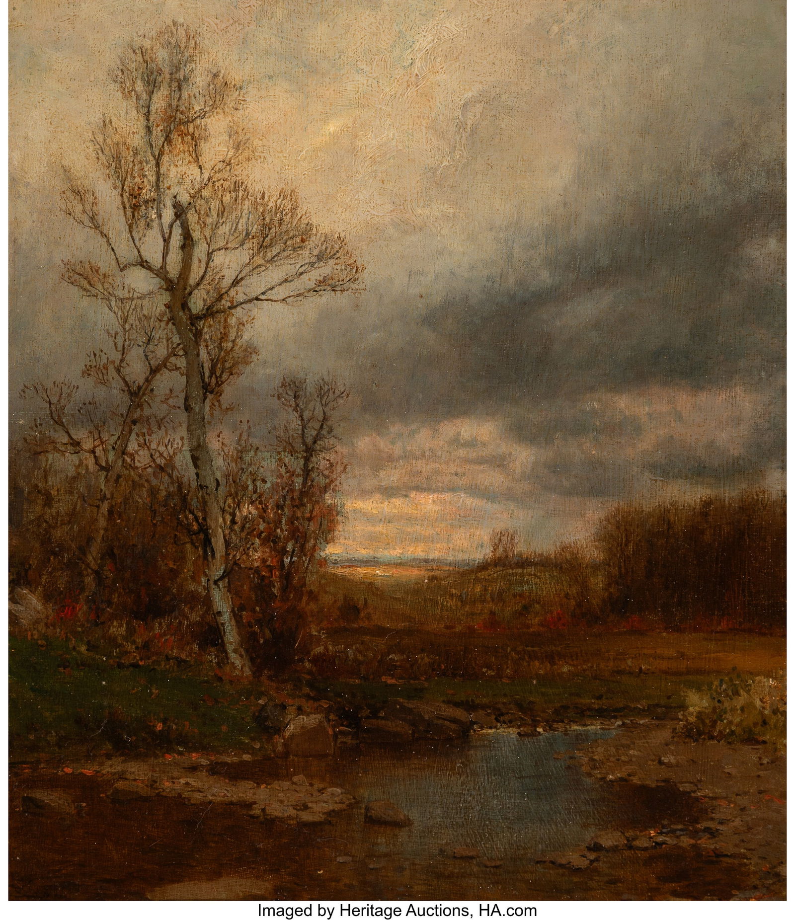 Jervis McEntee (American, 1828-1891) Autumn Land: Jervis McEntee (American, 1828-1891) Autumn Landscape Oil on board 13-1/2 x 11-3/4 inches (34.3 x 29.8 cm) (sight) Signed on the reverse&colon