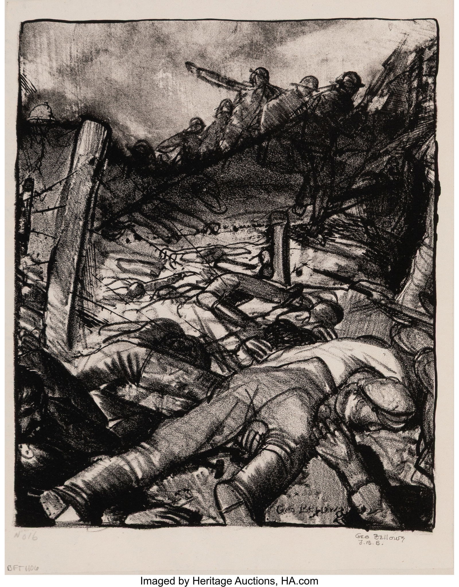 George Wesley Bellows (American, 1882-1925) The: George Wesley Bellows (American, 1882-1925) The Charge (Left Detail) Lithograph on paper 12-1/2 x 9-1/2 inches (31.8 x 24.1 cm) Signed and num