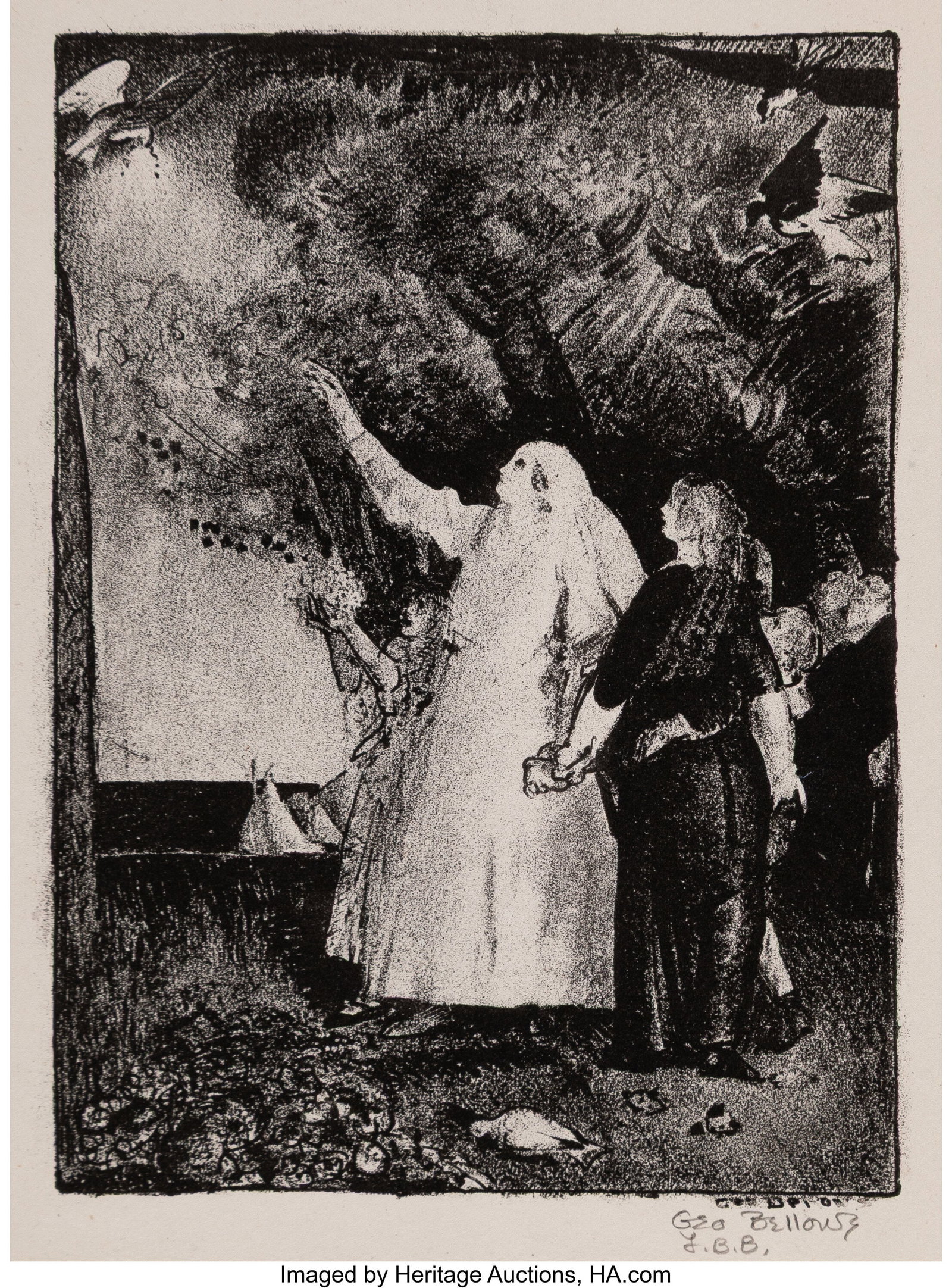 George Wesley Bellows (American, 1882-1925) Hail: George Wesley Bellows (American, 1882-1925) Hail to Peace Lithograph on paper 5-1/2 x 4 inches (14.0 x 10.2 cm) Signed lower right: Geo. Bellow