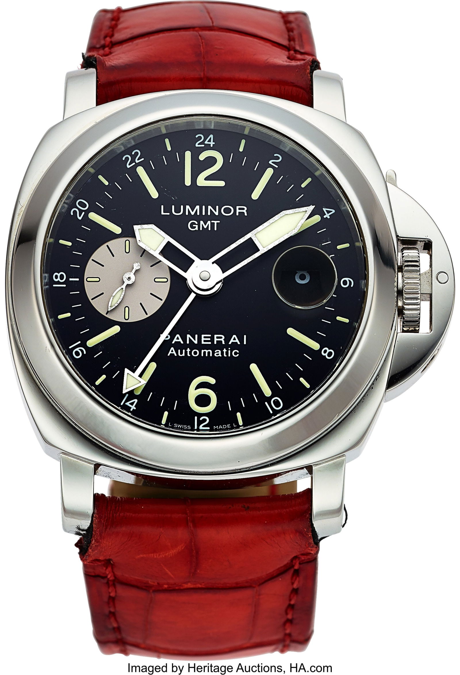 Panerai Automatic Luminor GMT, Ref. OP6554 Case: Panerai Automatic Luminor GMT, Ref. OP6554 Case: 43 mm, stainless steel, three body, screw-down case back, push-pull crown, trademark Panerai crown gua
